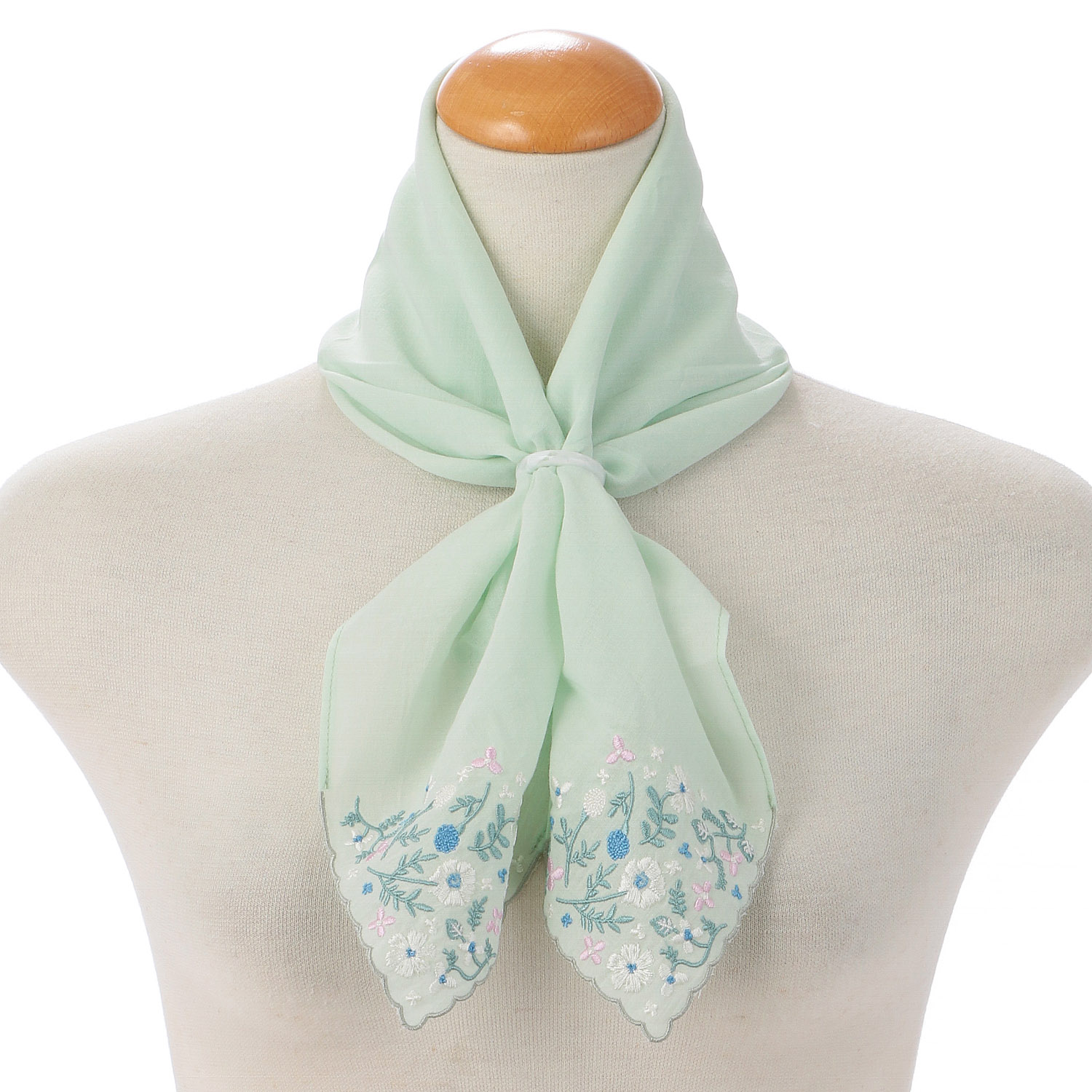 ポーチ付刺繍リングスカーフ 北欧マルチ柄 - 画像6