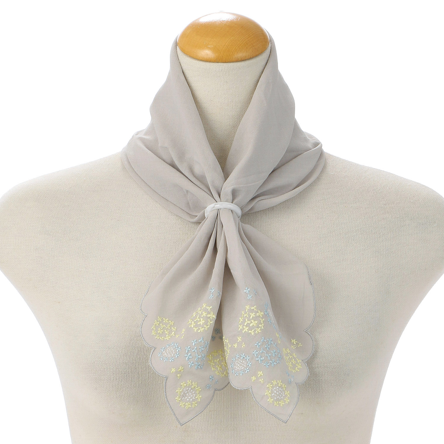 ポーチ付刺繍リングスカーフ 北欧マルチ柄