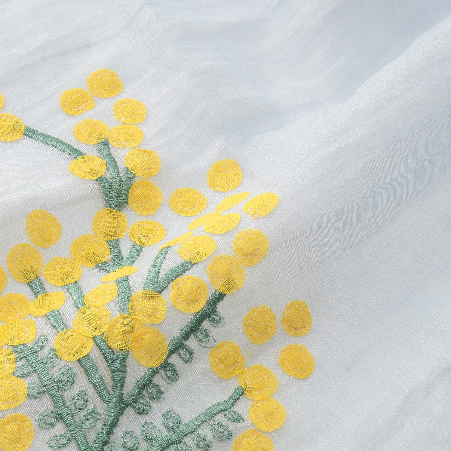 コットンシルクミモザ刺繍剣先ストール - 画像3