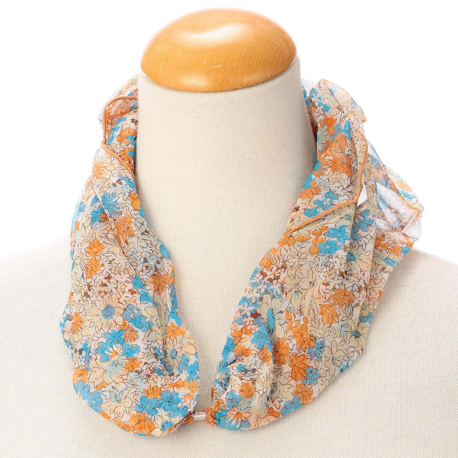 日本製 シルク小花柄ワンタッチスカーフ - 画像2