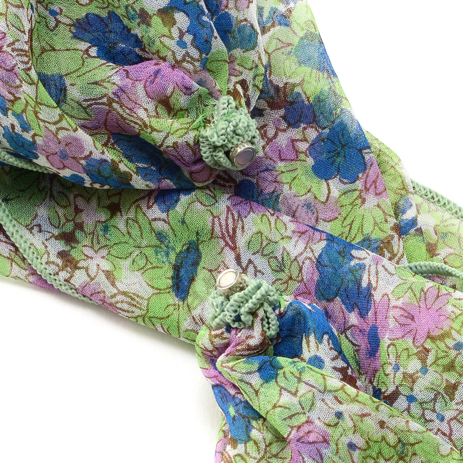 日本製 シルク小花柄ワンタッチスカーフ - 画像5