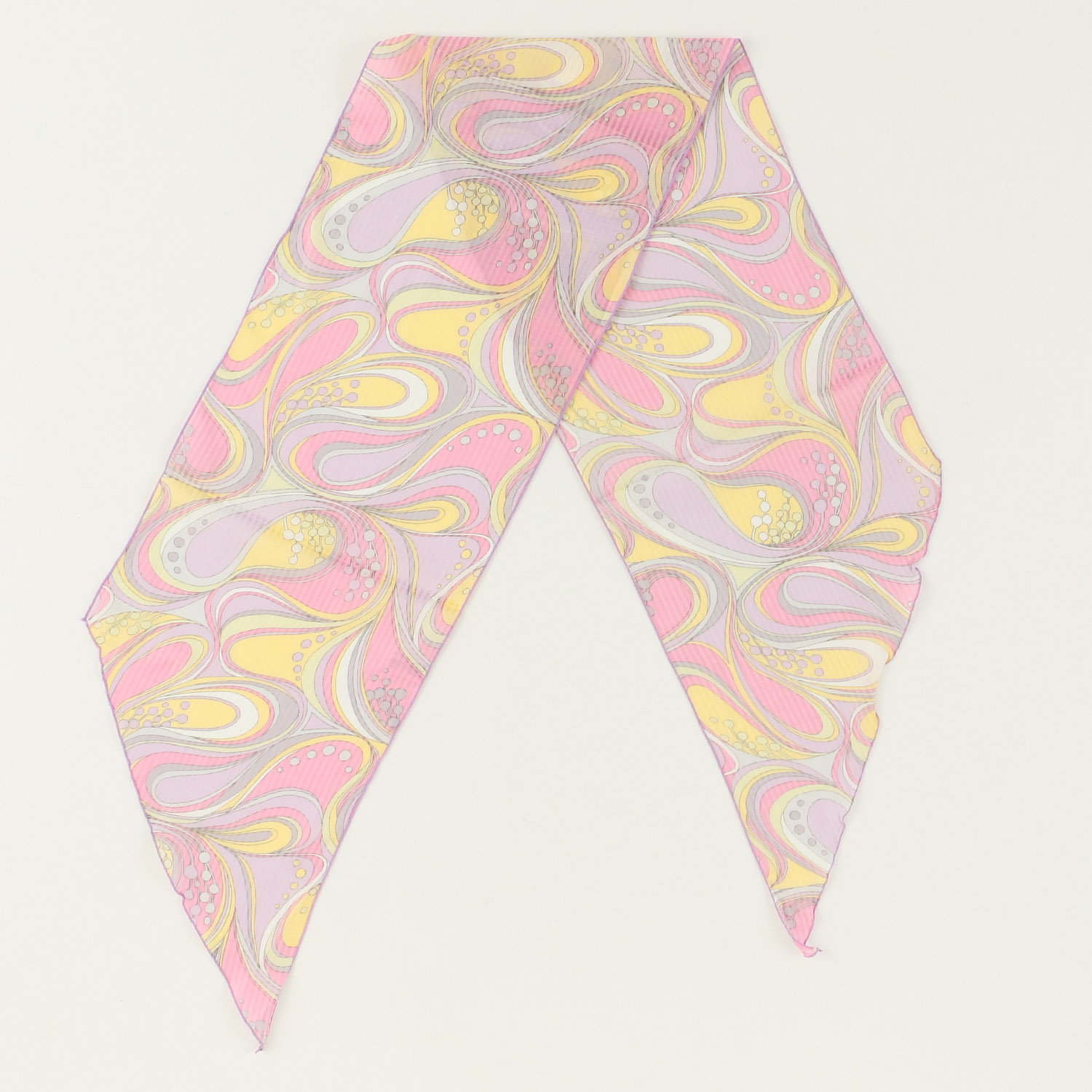 日本製 カーブ幾何柄剣先スカーフ - 画像3