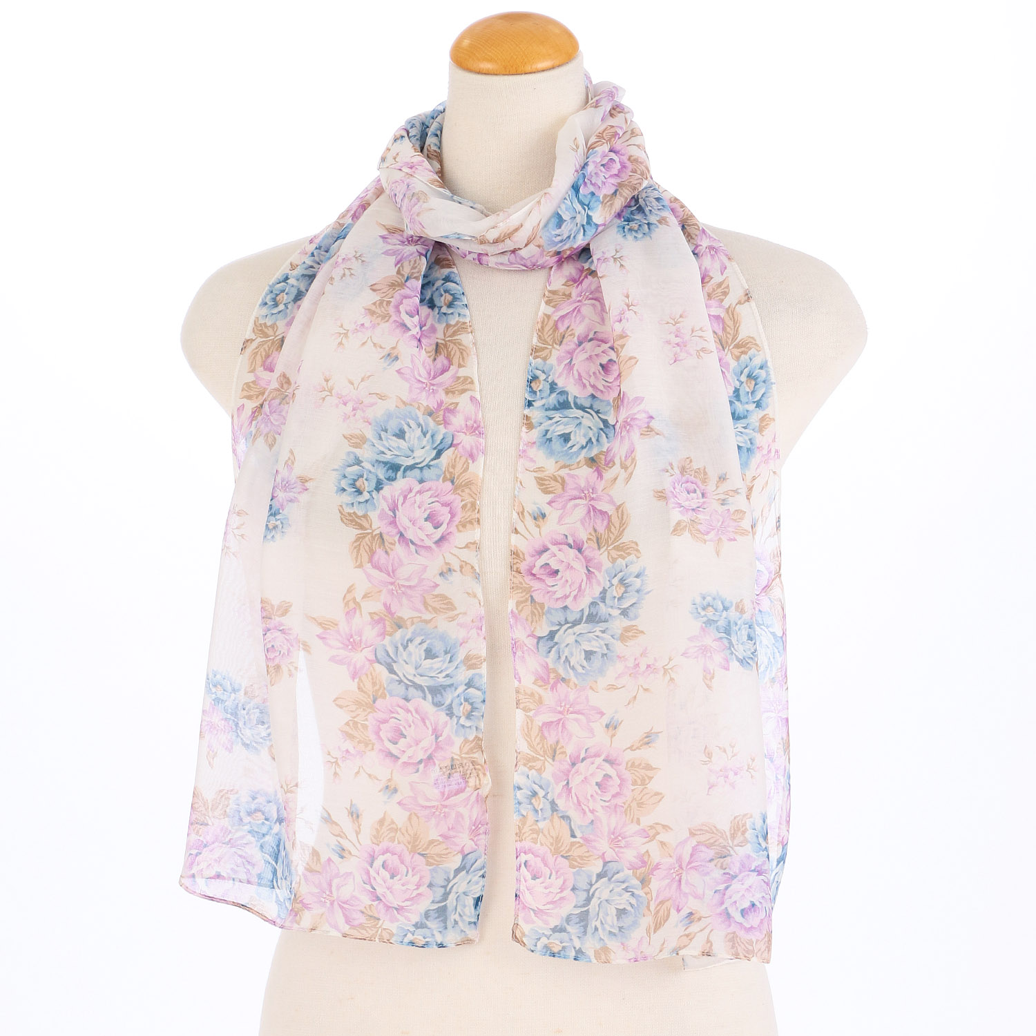 インド製 シルク混花柄プリントストール - 画像4