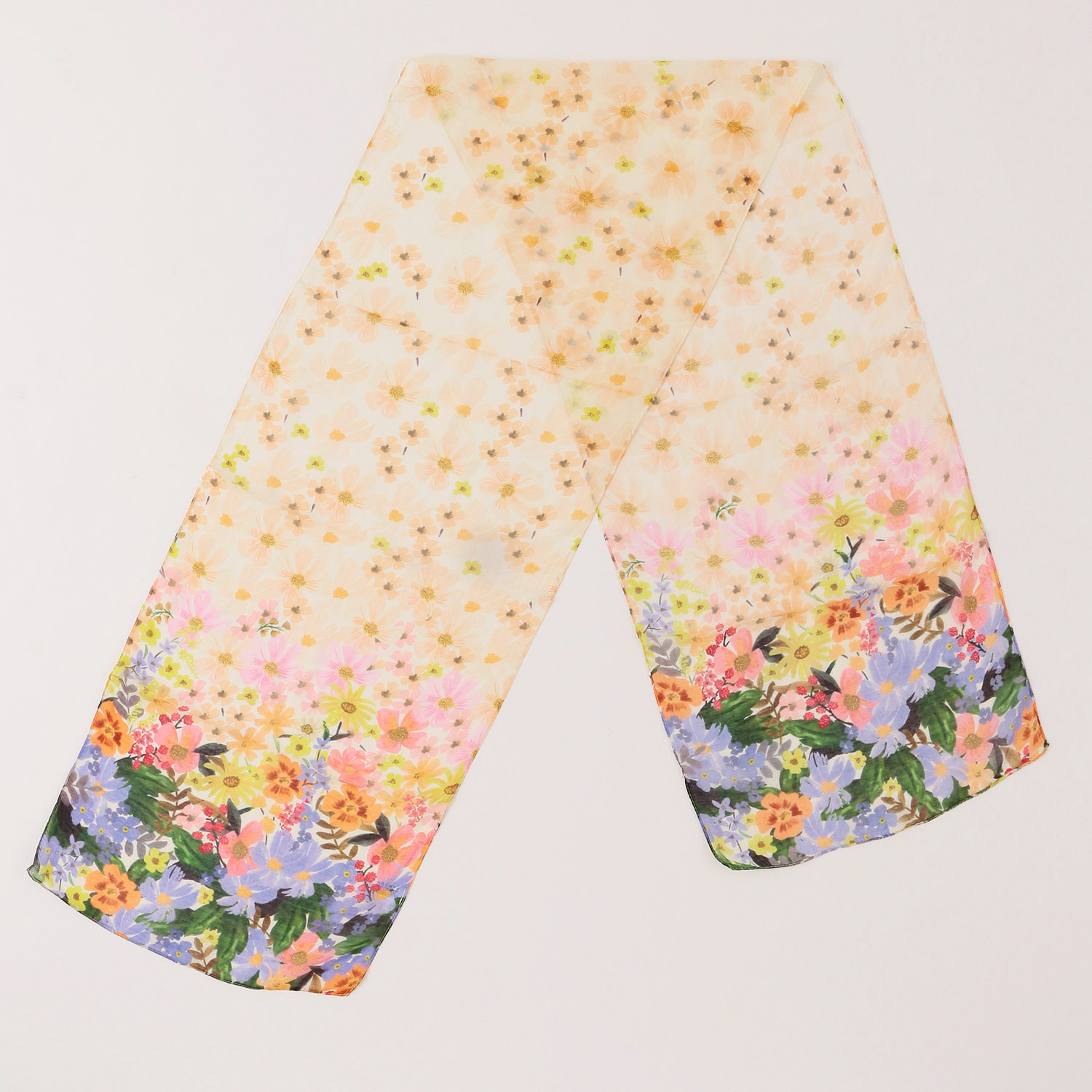 インド製 シルク混花柄プリントストール - 画像4