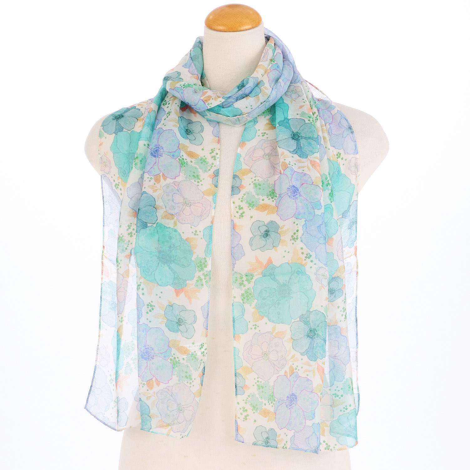 インド製 シルク混花柄プリントストール - 画像2