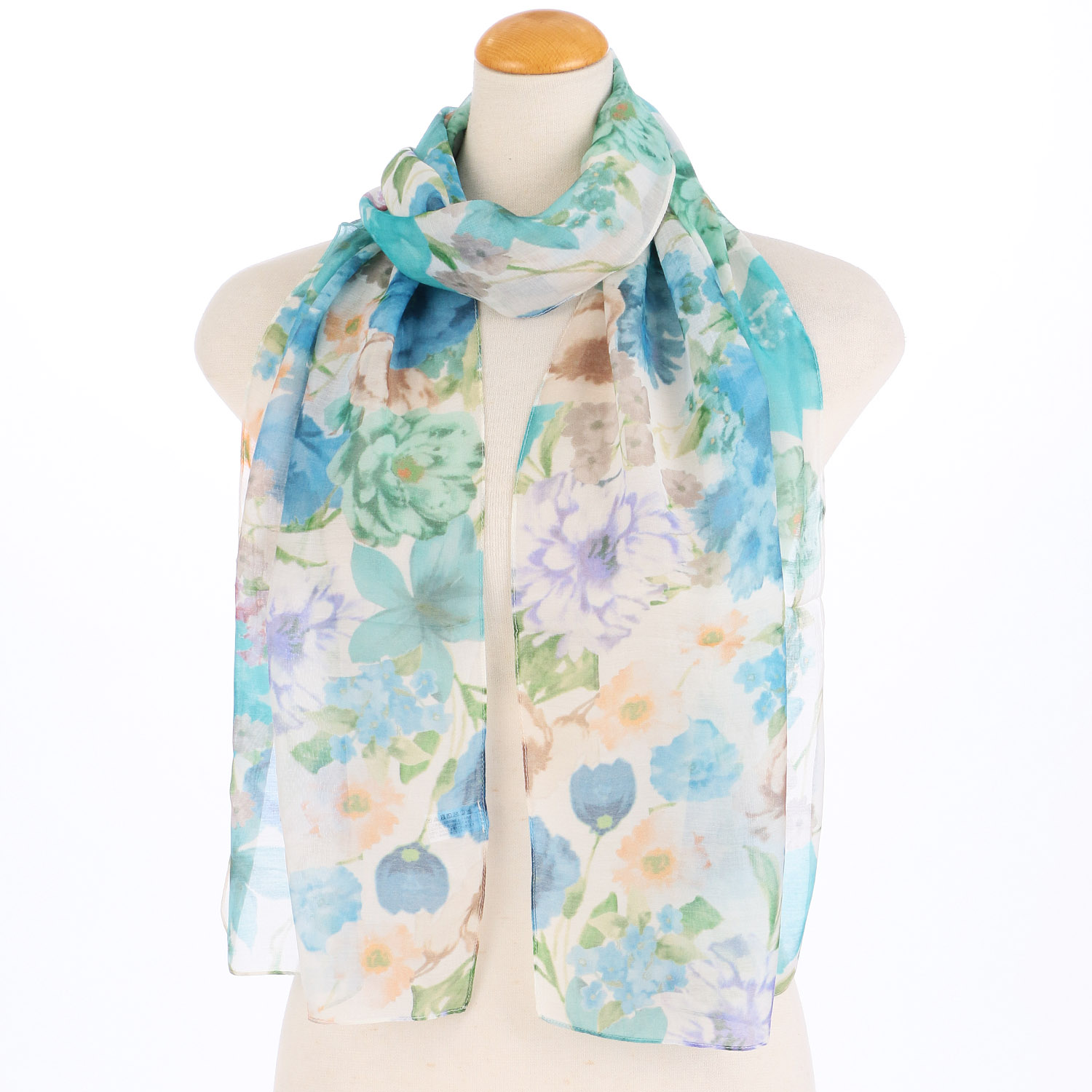 インド製 シルク混花柄プリントストール - 画像5