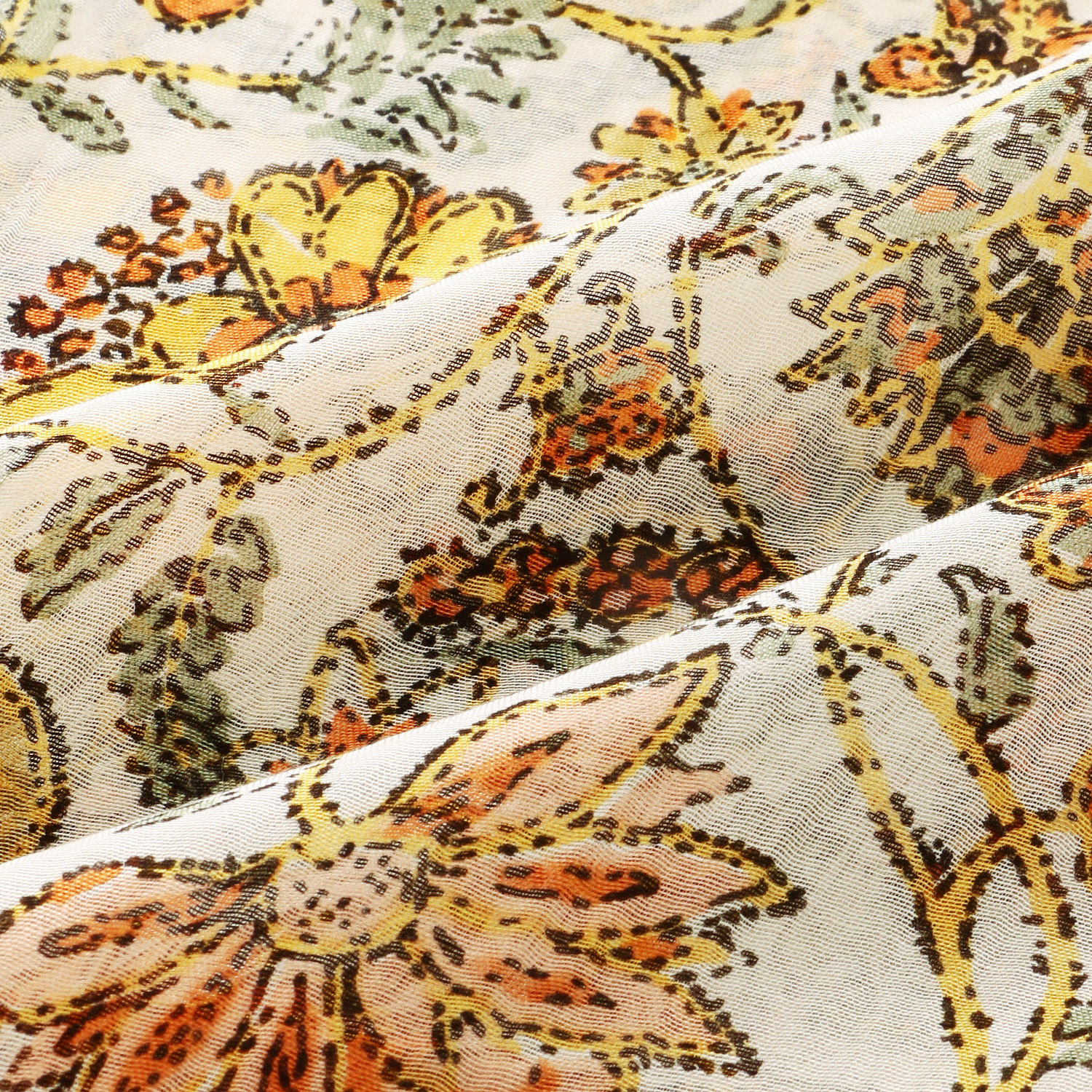 インド製 シルク混花柄プリントストール - 画像5