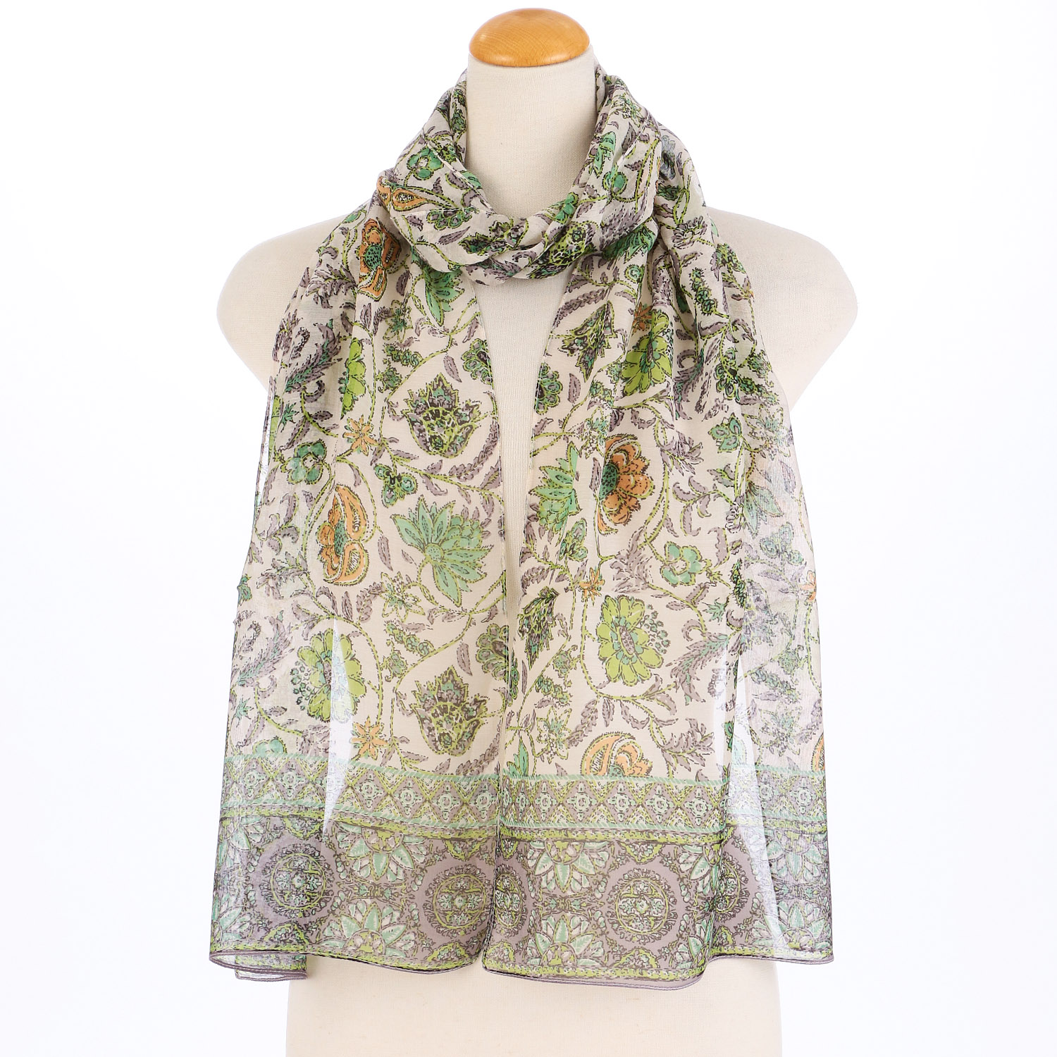 インド製 シルク混花柄プリントストール - 画像6