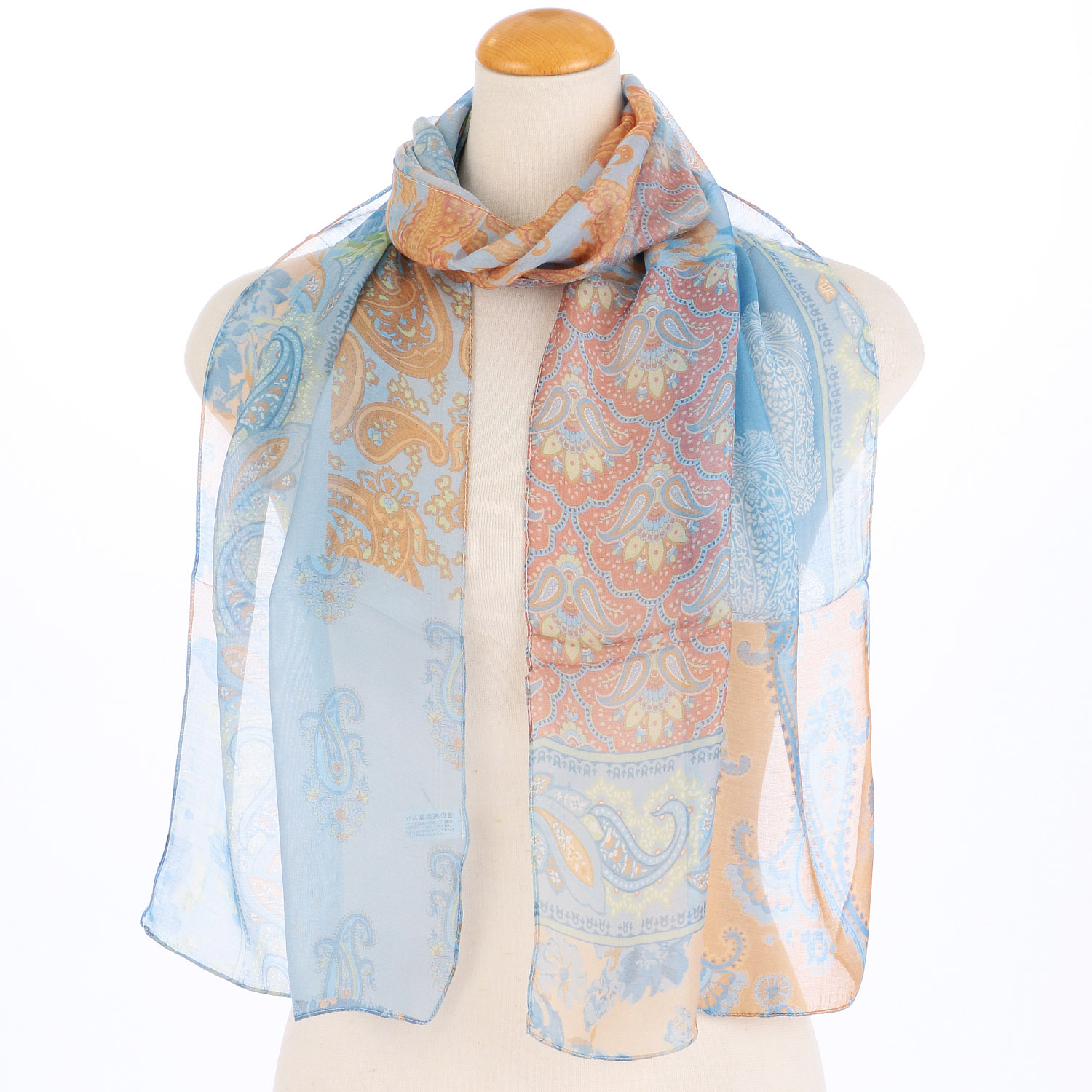 インド製 シルク混ペイズリープリントストール - 画像4