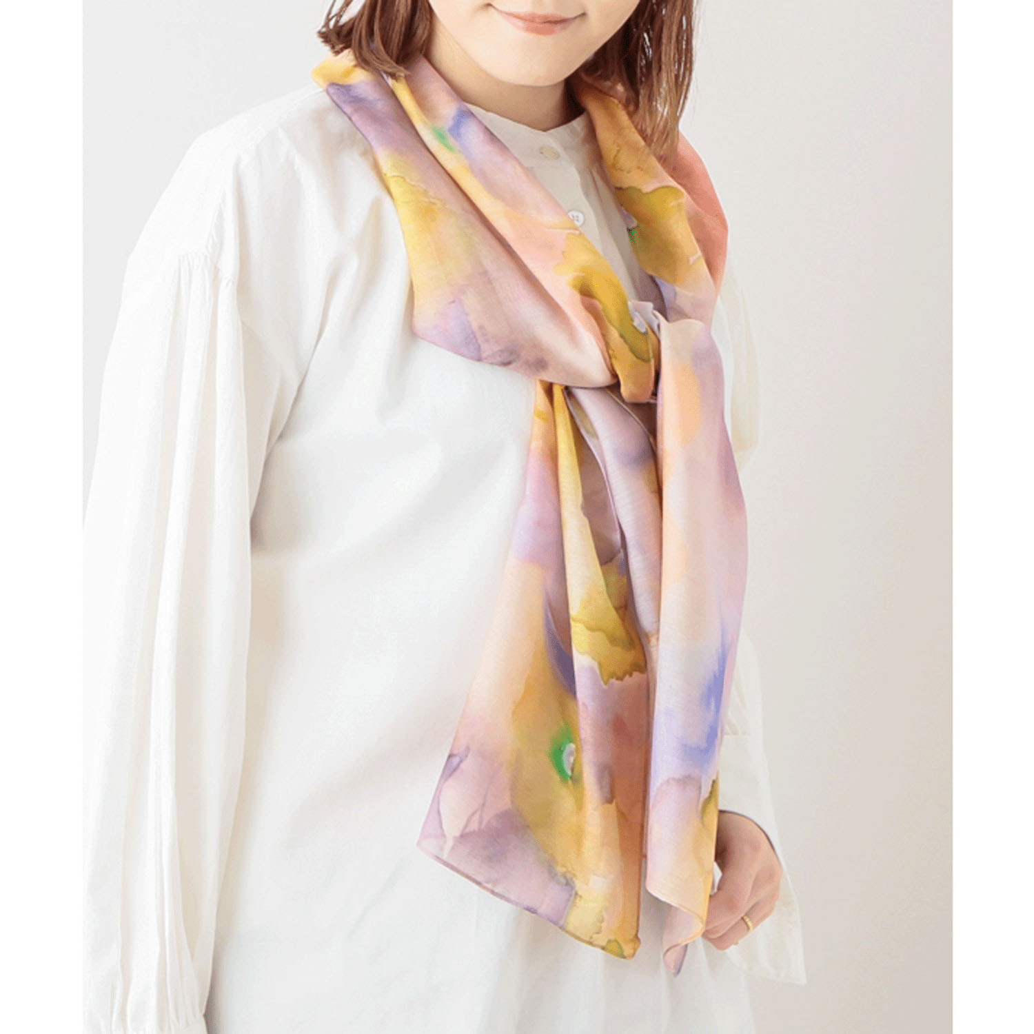 インドレーヨンカラフルインクプリントショール - 画像1