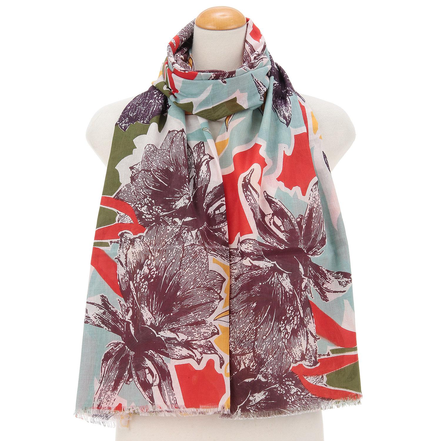 インドコットントロピカルフラワーストール - 画像1