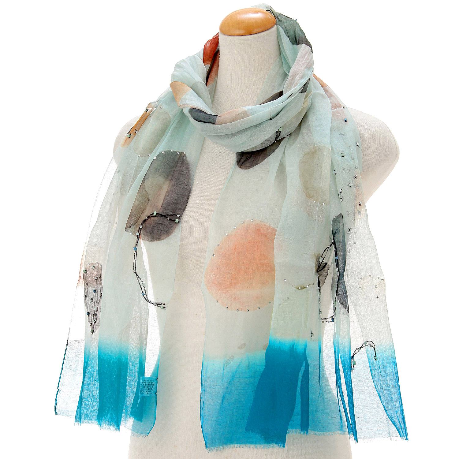 インド製 綿シルクアートストール - 画像1