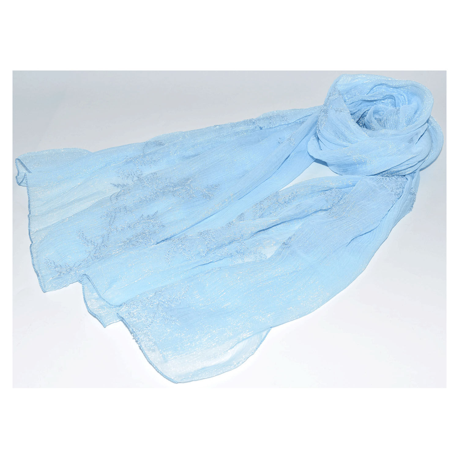 ポリエステルオーガンジーストール リーフ刺繍 - 画像7