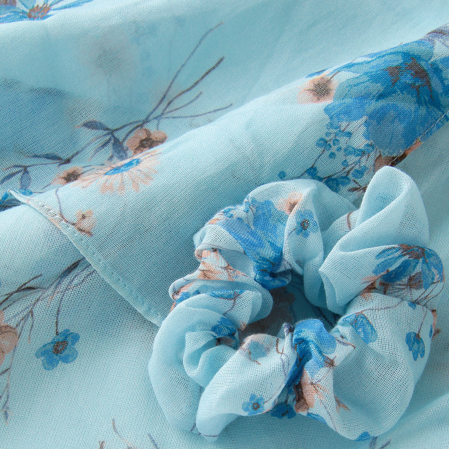 コットンUVシュシュ付きスカーフ ブーケ柄 - 画像5