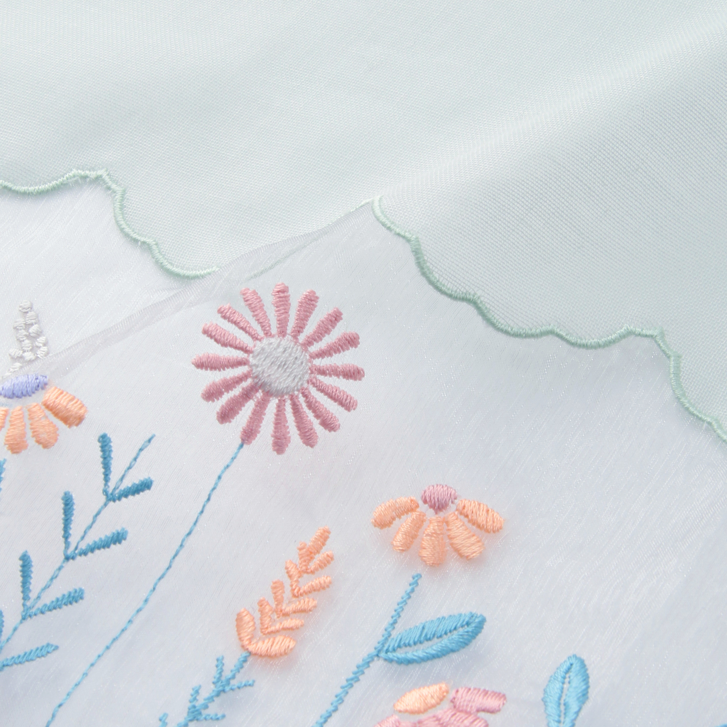 【ラベンダー終了】オーガンジー切替刺繍ストール ボタニカル柄 - 画像5