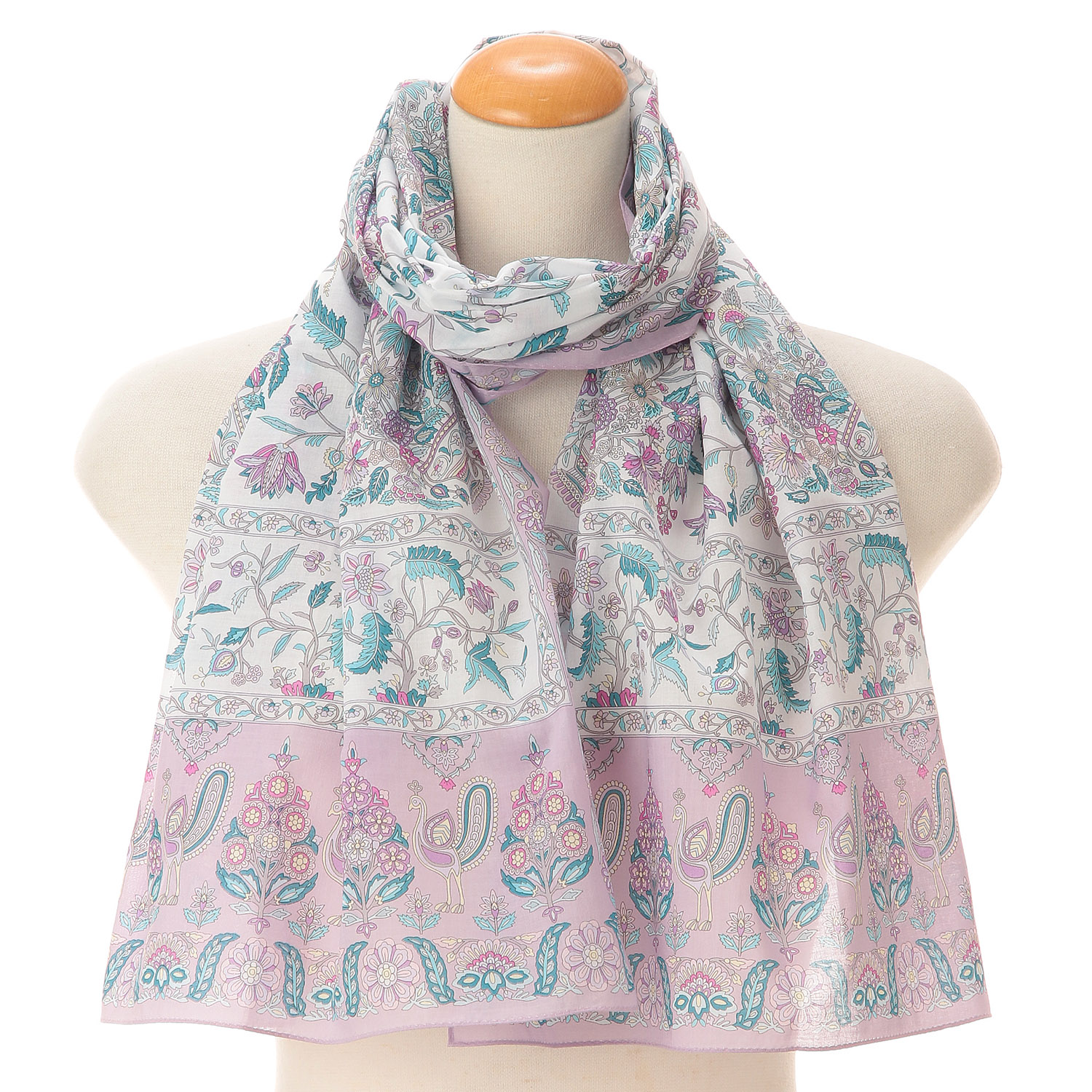 【イエロー、マリンブルー終了】日本製 綿ローンロングスカーフ シラーズ - 画像2