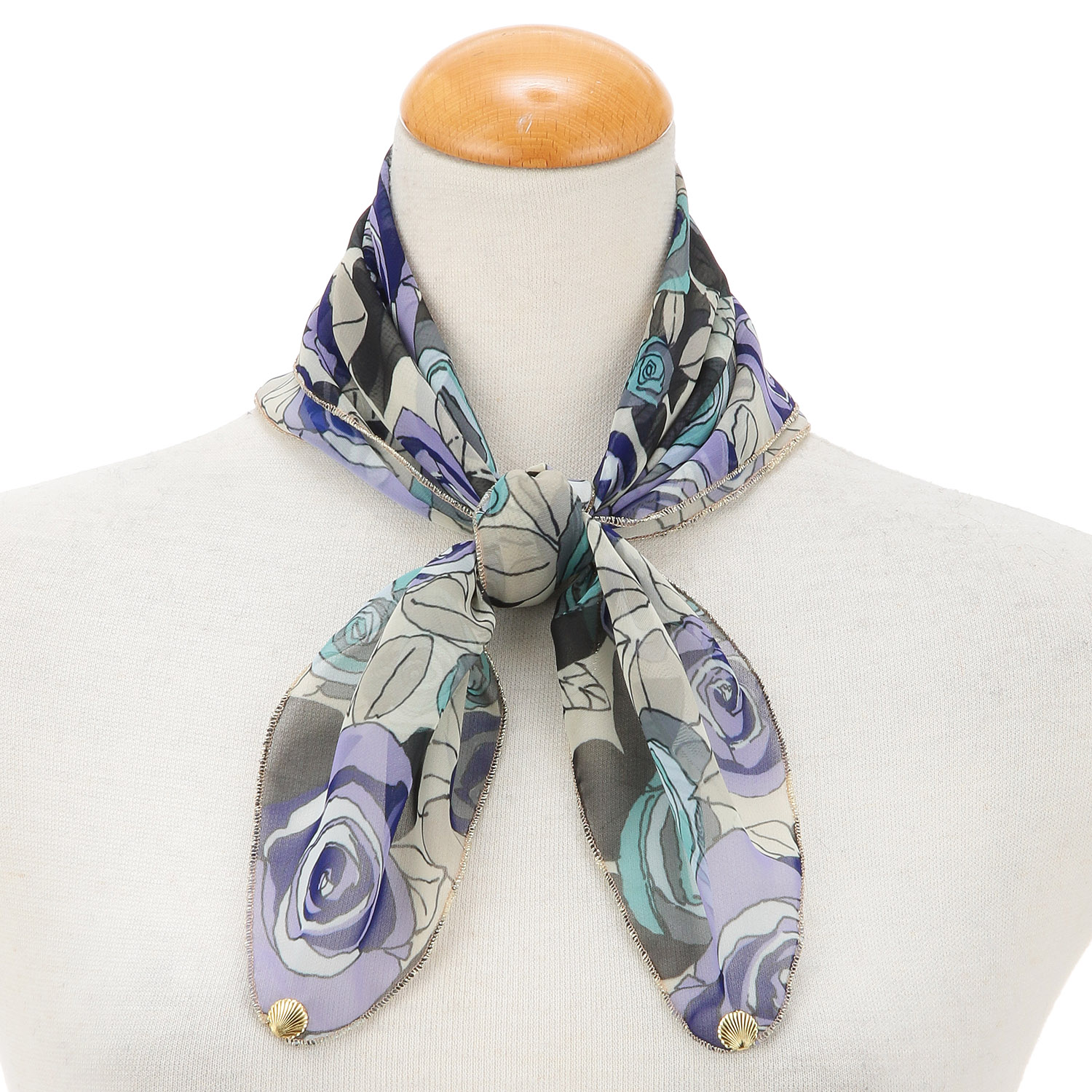 日本製 プリントポリエステルシフォンスカーフ 52×52 - 画像12