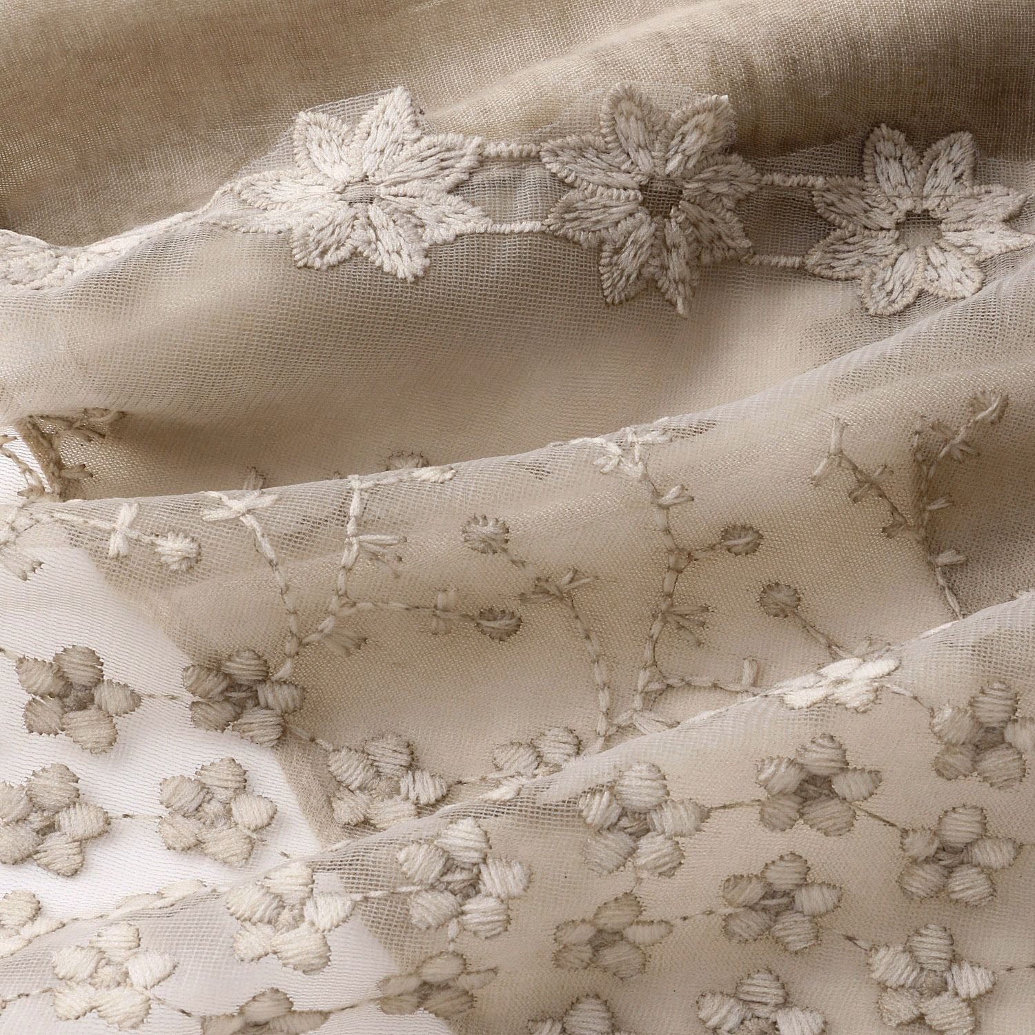 小花刺繍切替ストール - 画像5