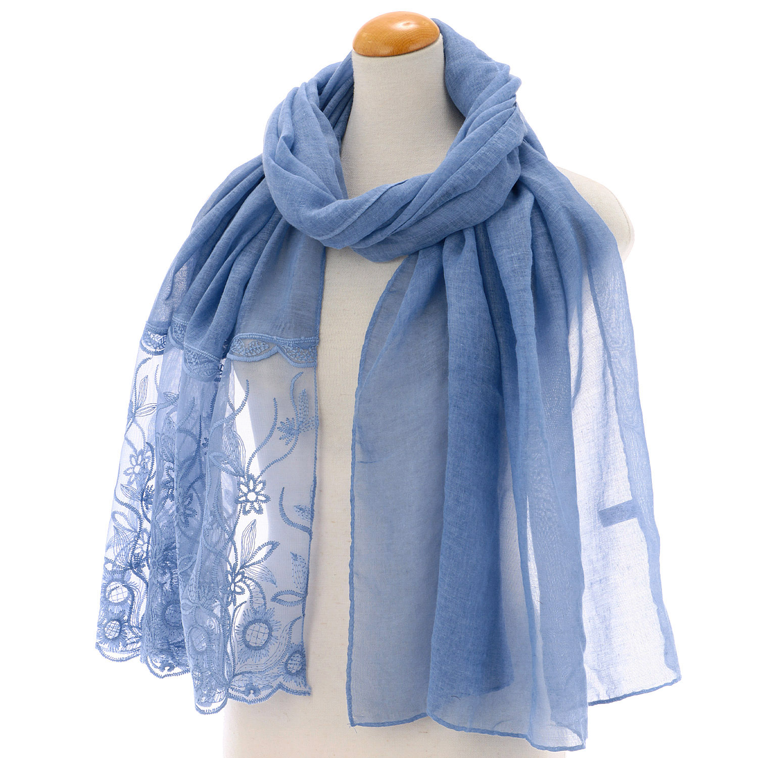 フラワー刺繍切替ストール