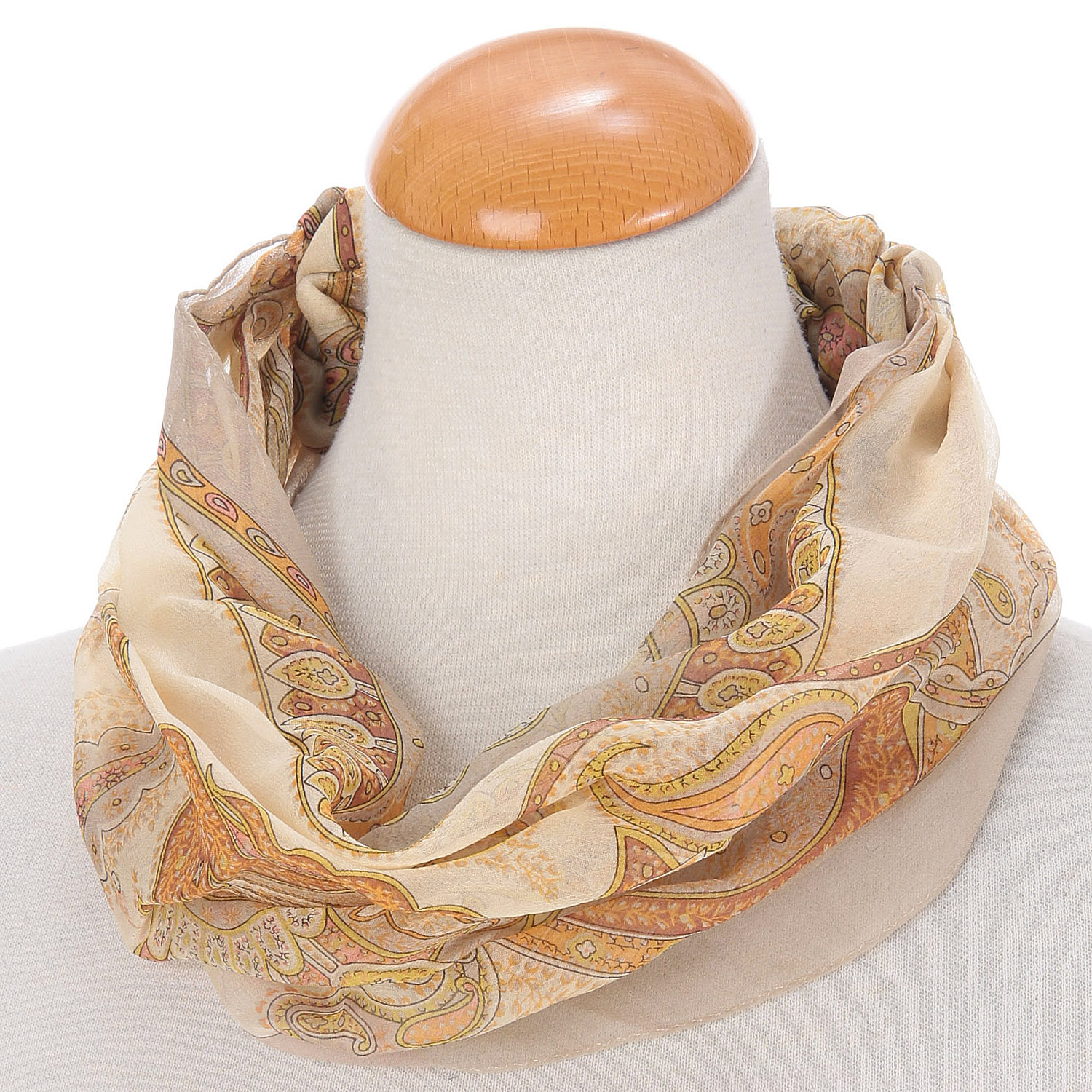 日本製 シルクシフォンリングスカーフ - 画像5