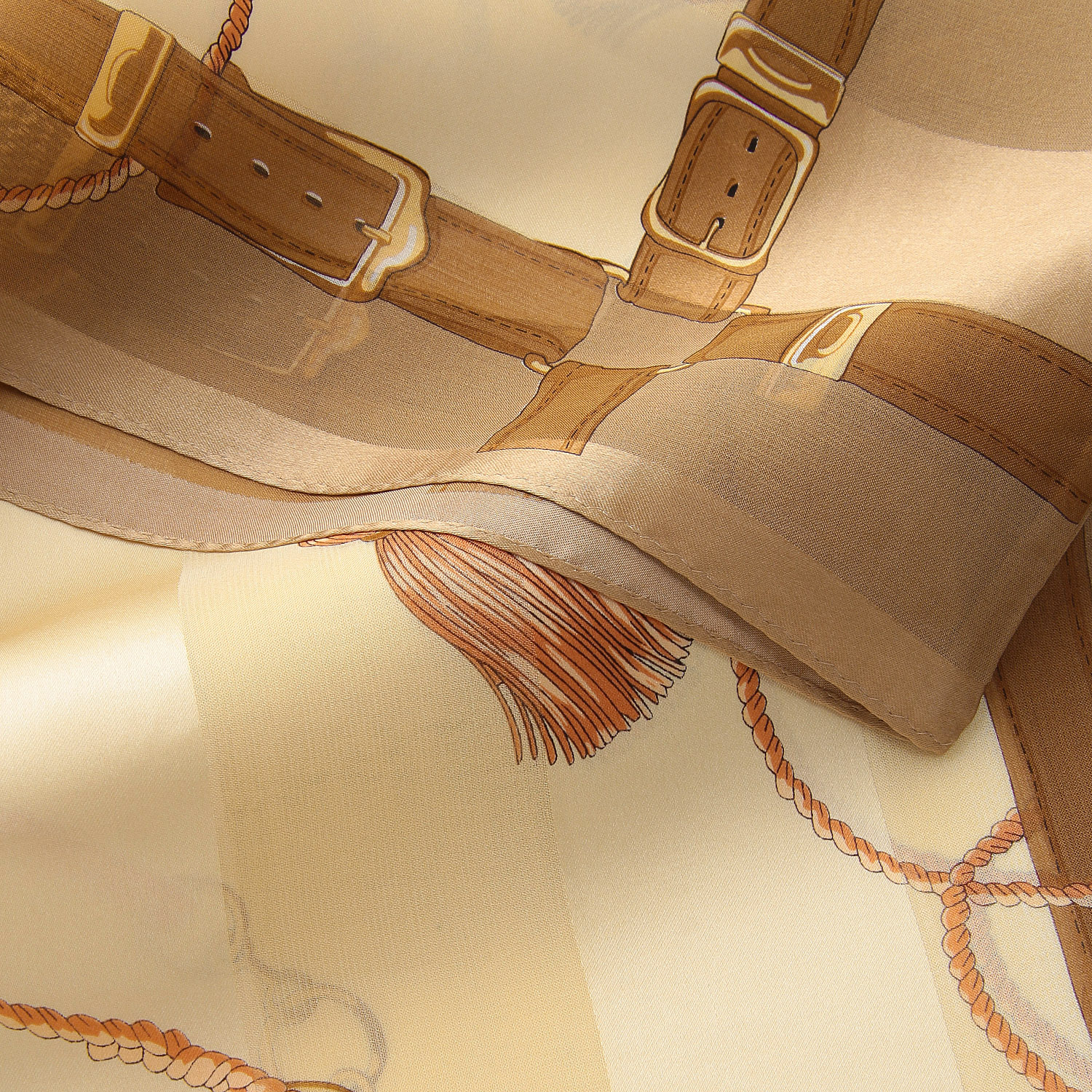 日本製 シルクサテンストライプループスカーフ クレスト - 画像4