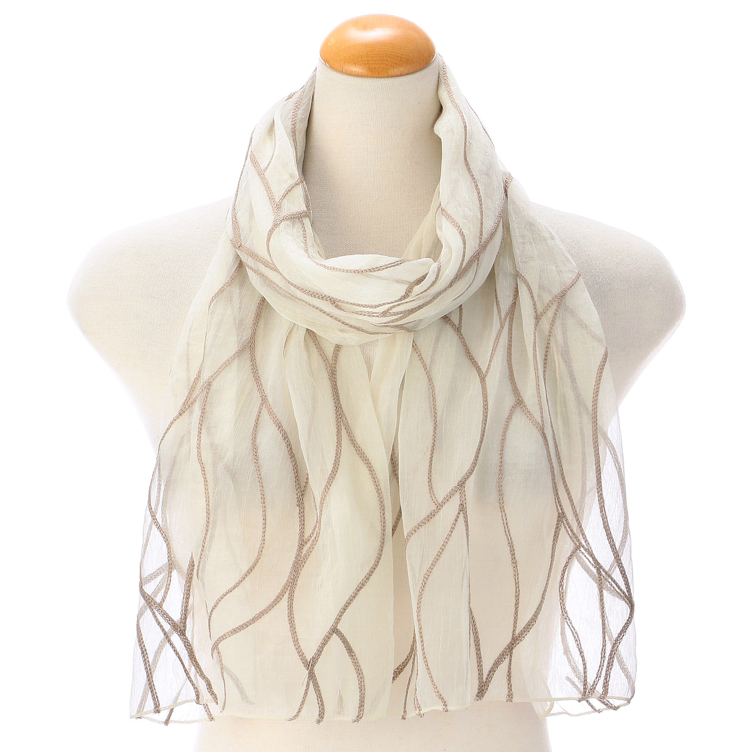 ライン刺繍ストール - 画像1