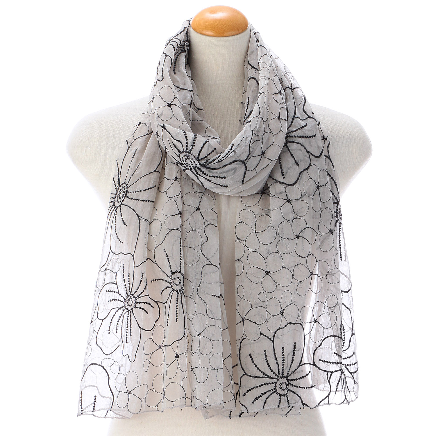 花柄刺繍ストール - 画像1