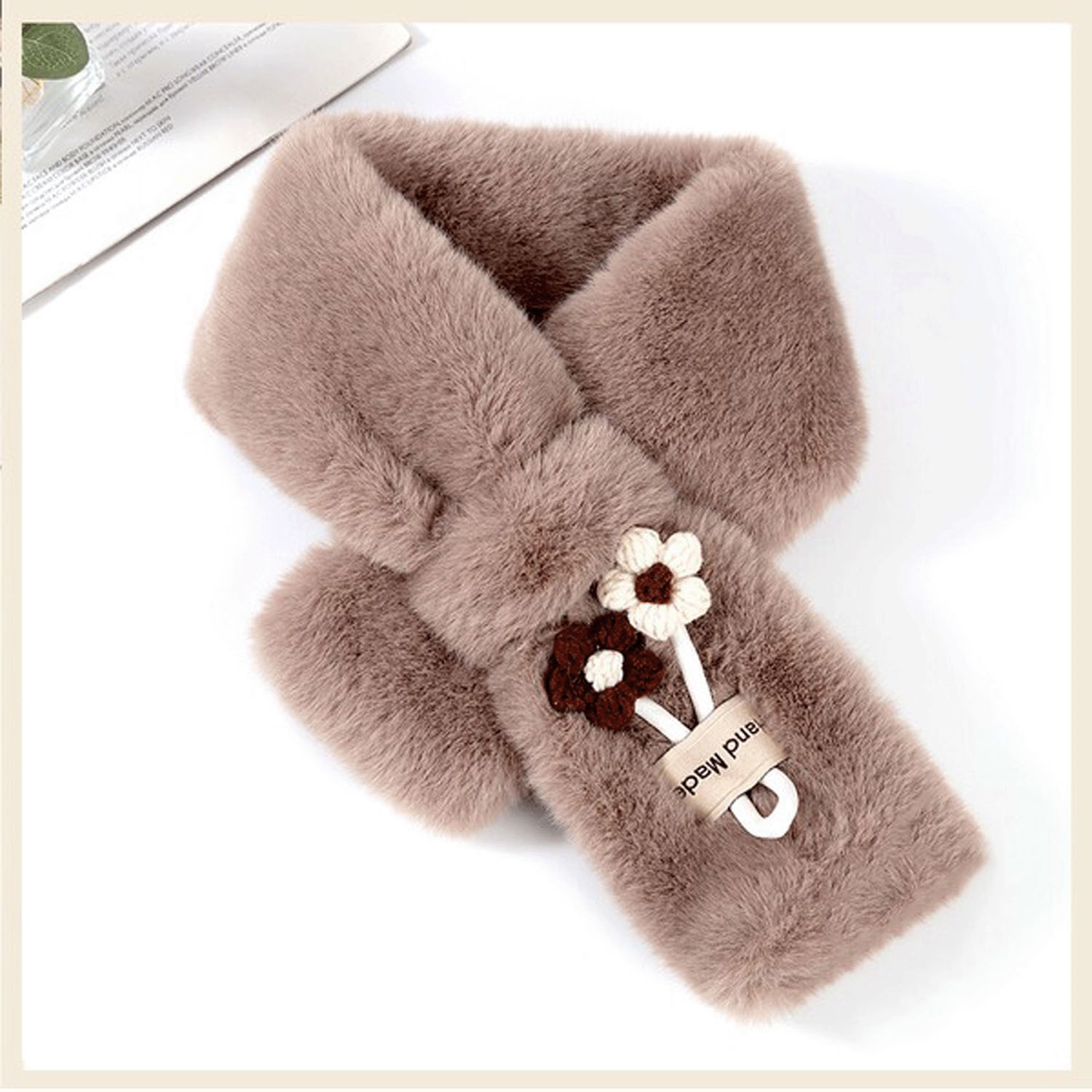 花モチーフエコファーマフラー - 画像5