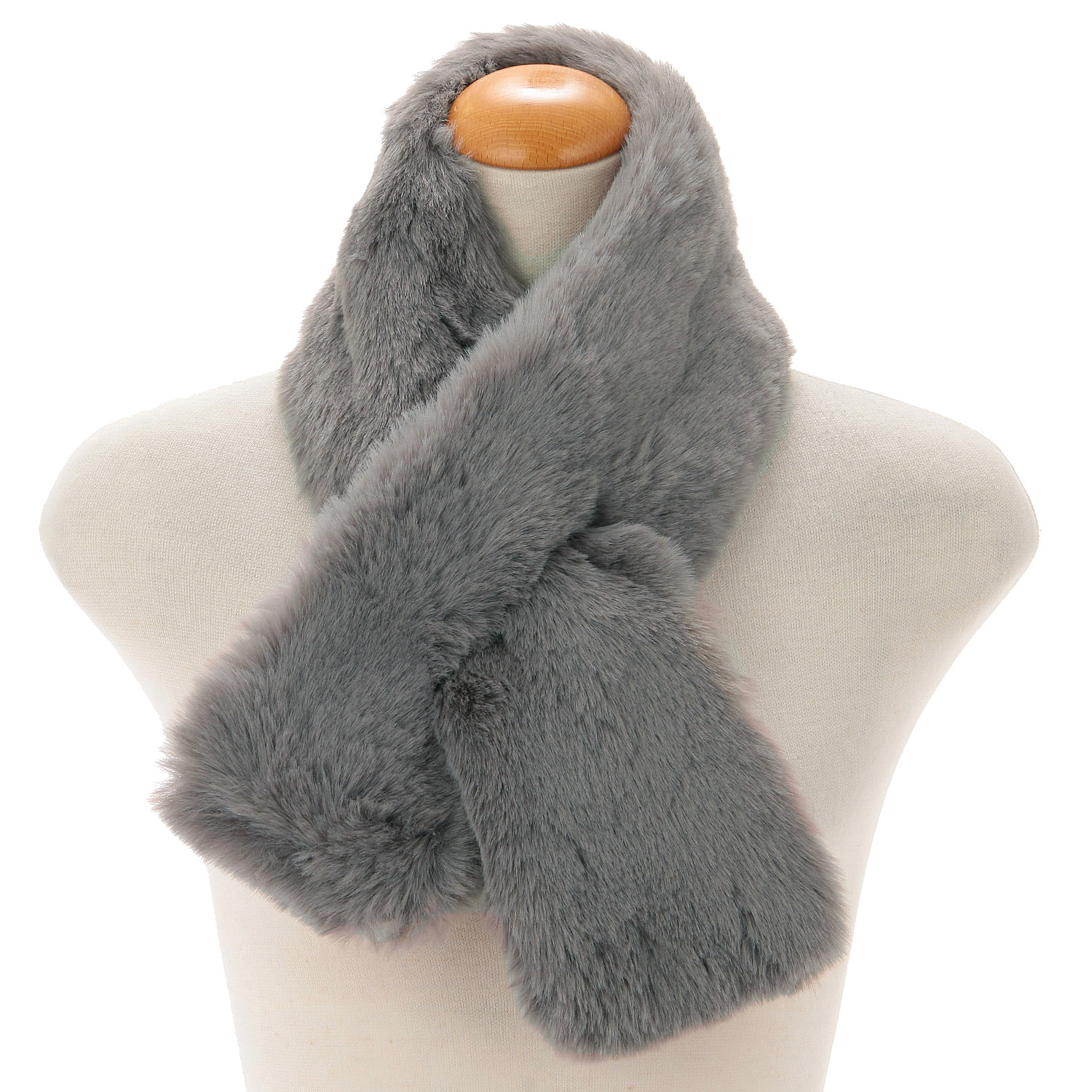 フェイクファー無地 差込マフラー - 画像1