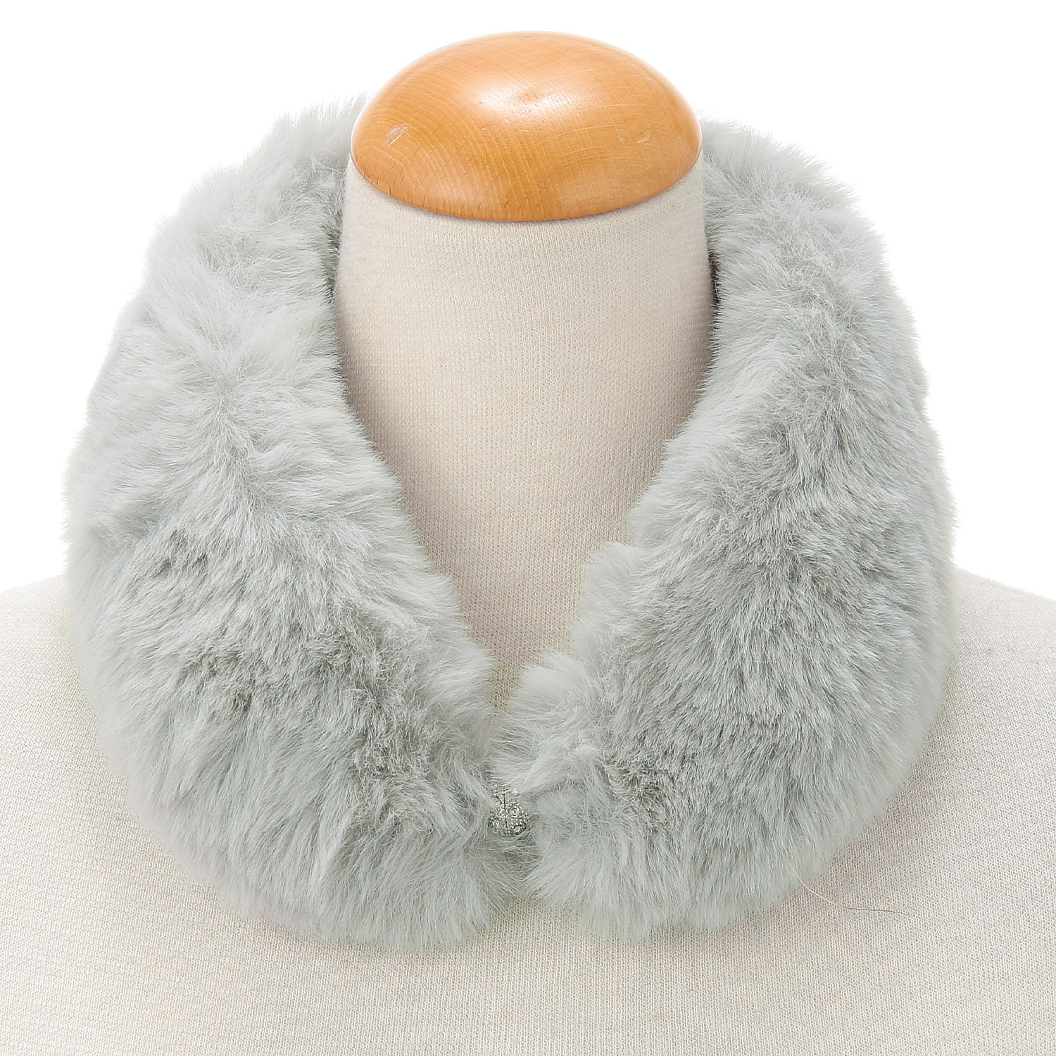 【シルバーグレー、パープル終了】フェイクファー マグネット付きプチマフラー - 画像2