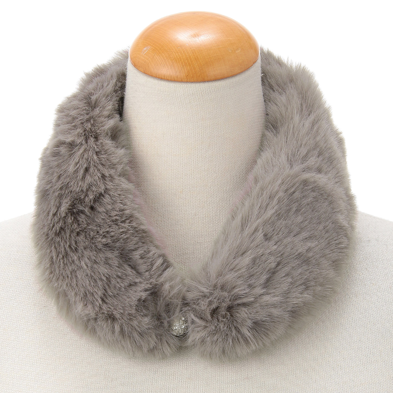 【シルバーグレー、パープル終了】フェイクファー マグネット付きプチマフラー - 画像3