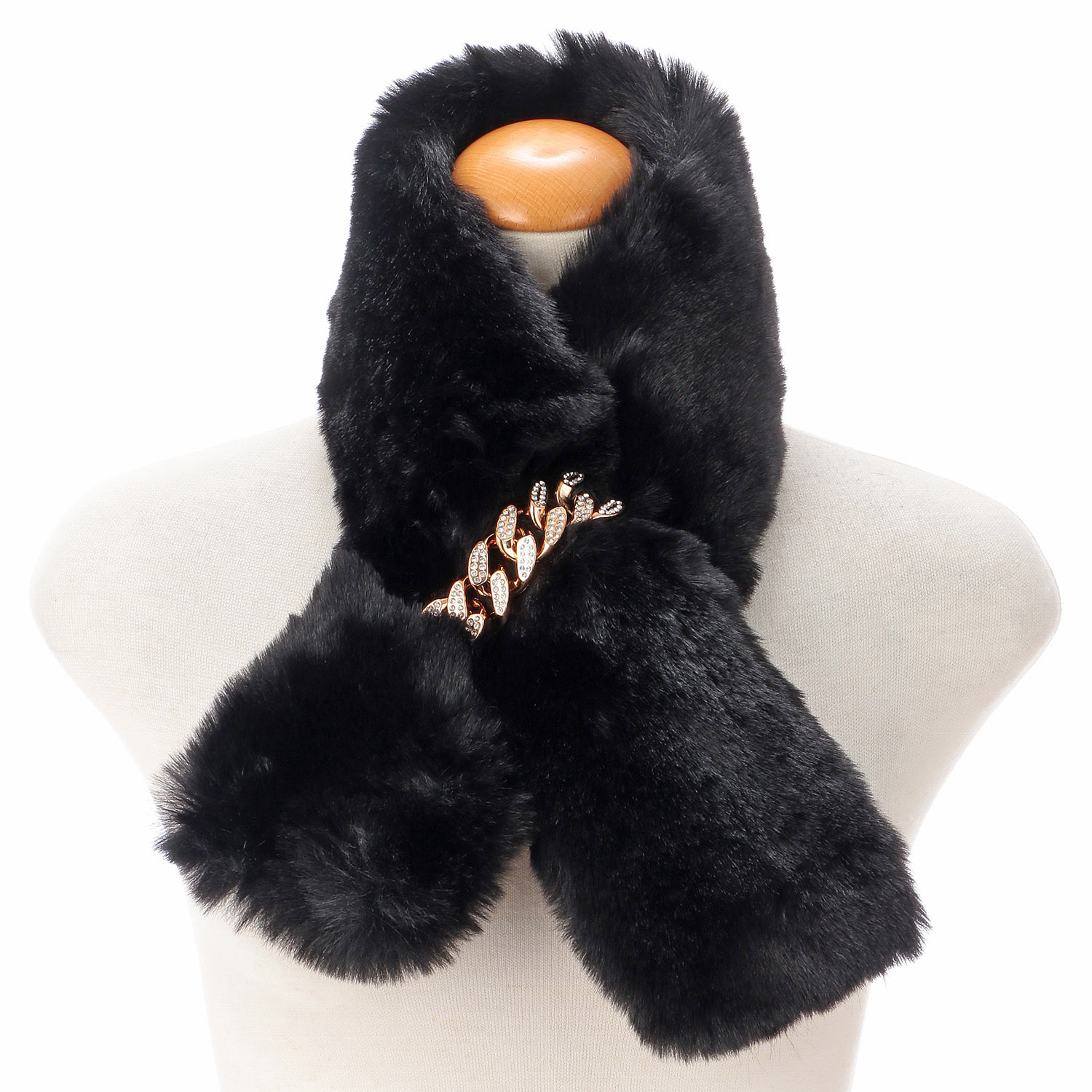 フェイクファーゴールドビジュー付きマフラー - 画像2