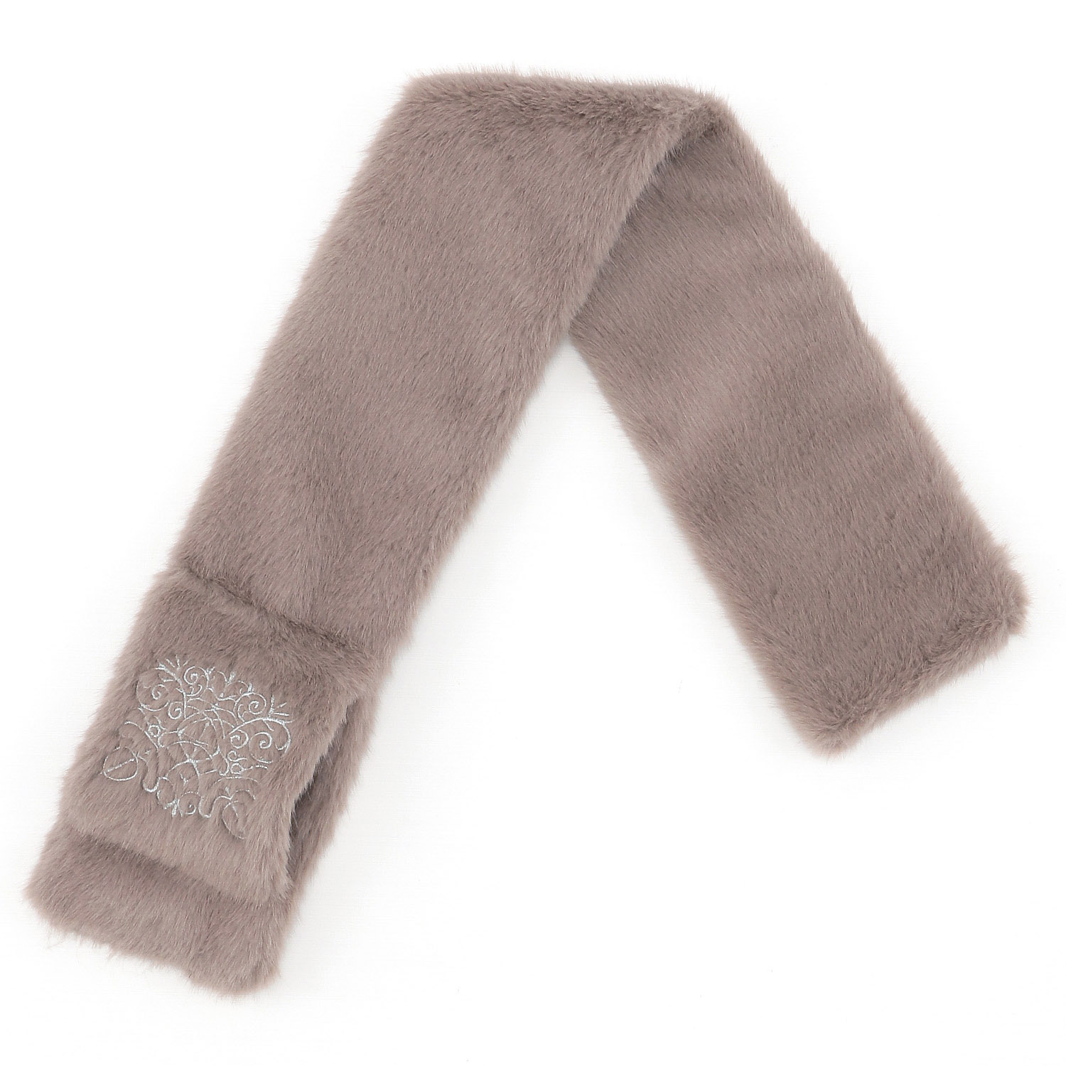 【モカブラウン終了】エコファー刺繍ティペット - 画像5