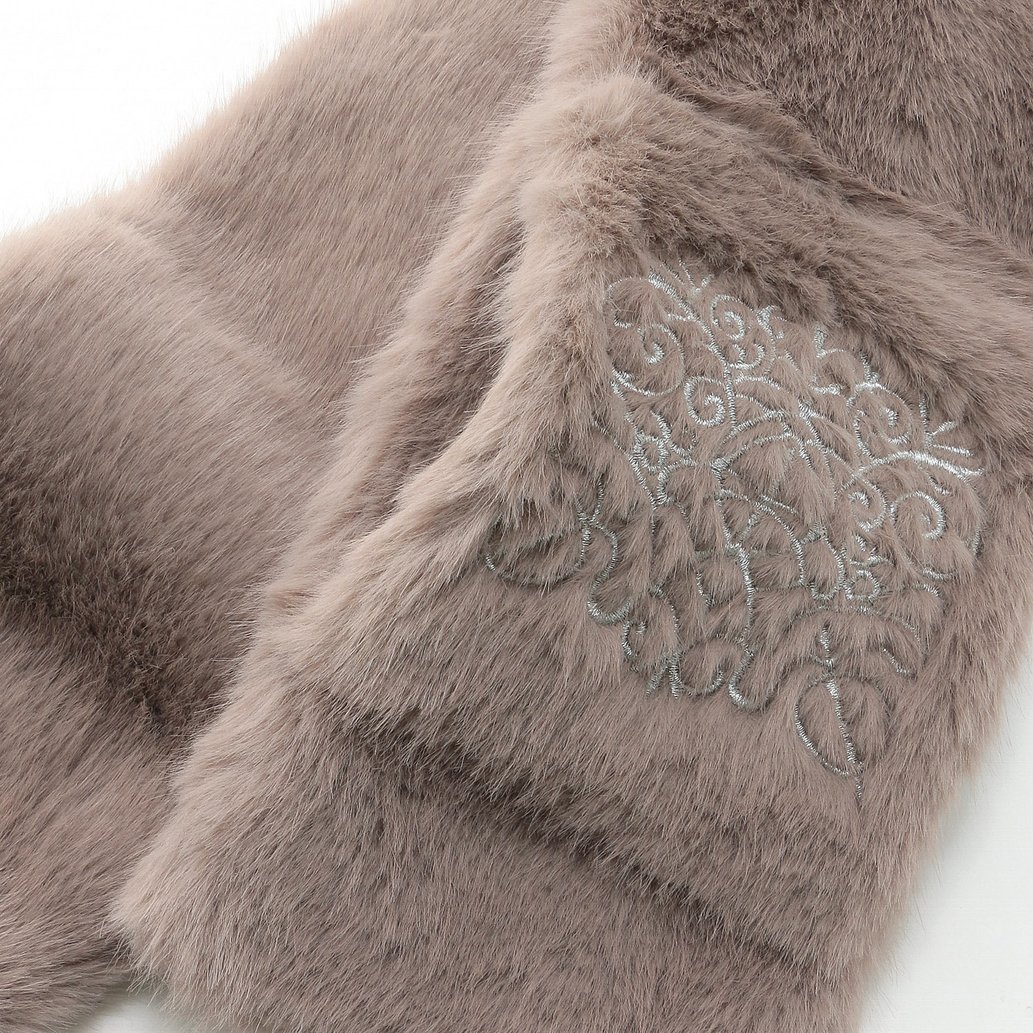 【モカブラウン終了】エコファー刺繍ティペット - 画像6