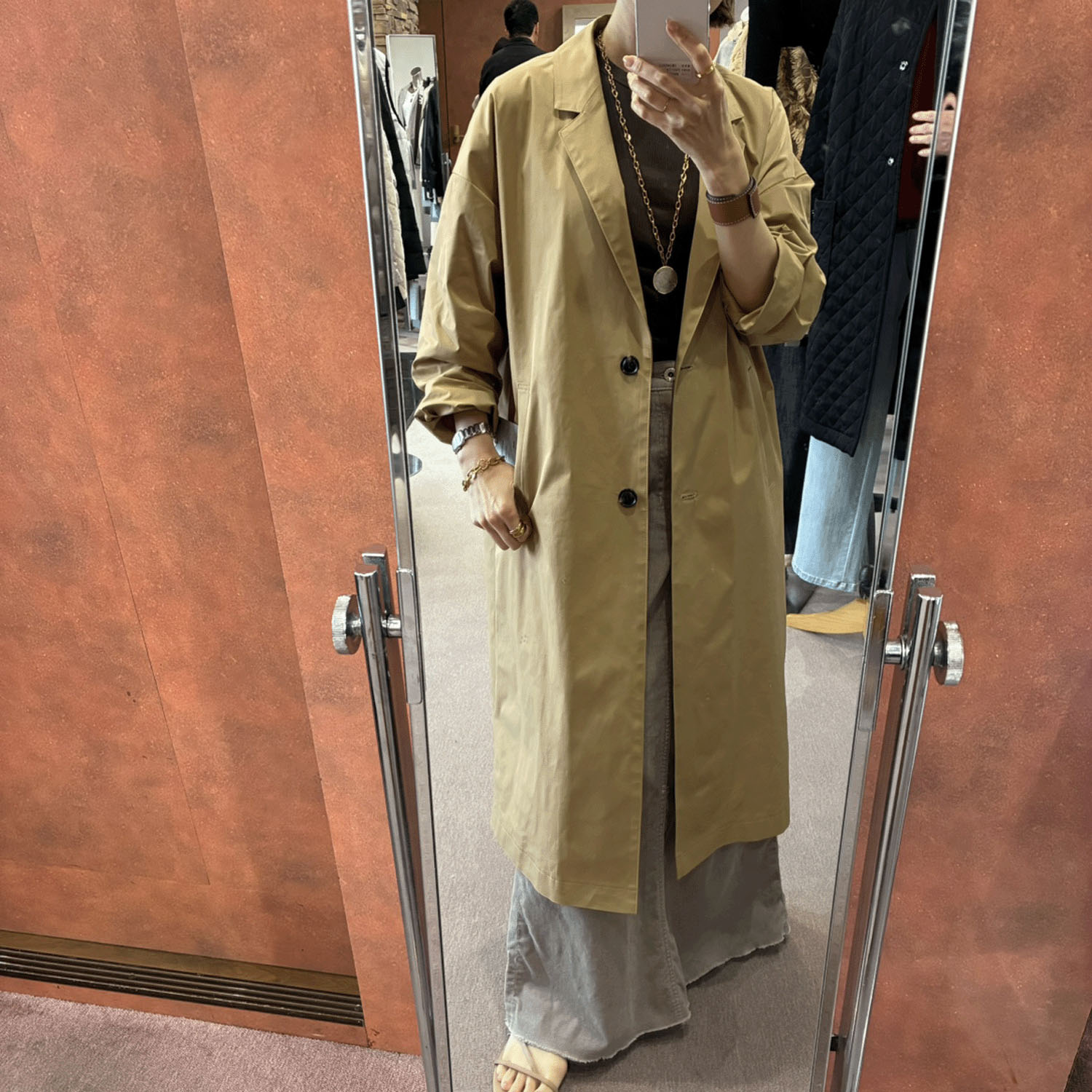 【InstaLive】一珠 NOUQUE 形状記憶タフタチェスターコート - 画像7