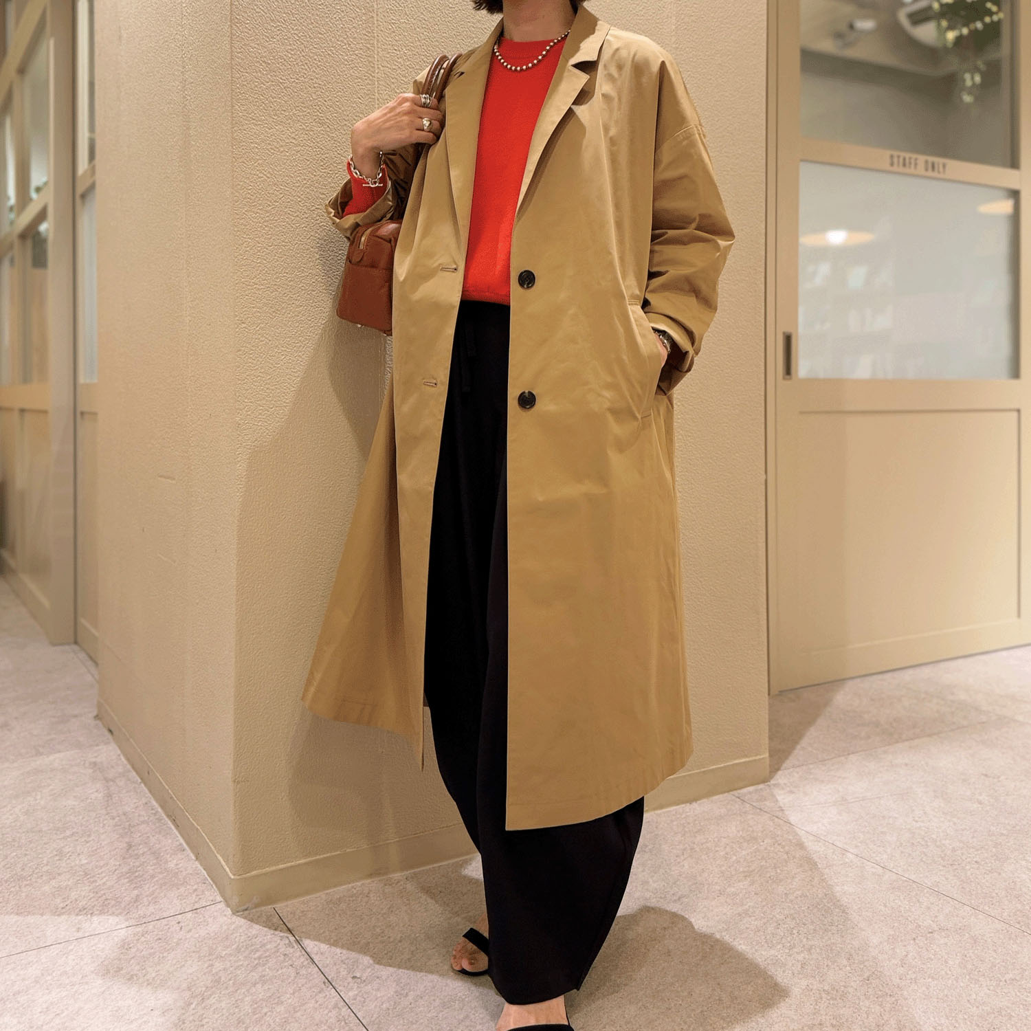 【InstaLive】一珠 NOUQUE 形状記憶タフタチェスターコート - 画像1