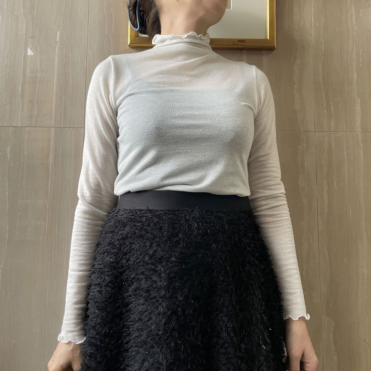 一珠 NOUQUE シアーカットソーボトルネックプルオーバー - 画像6