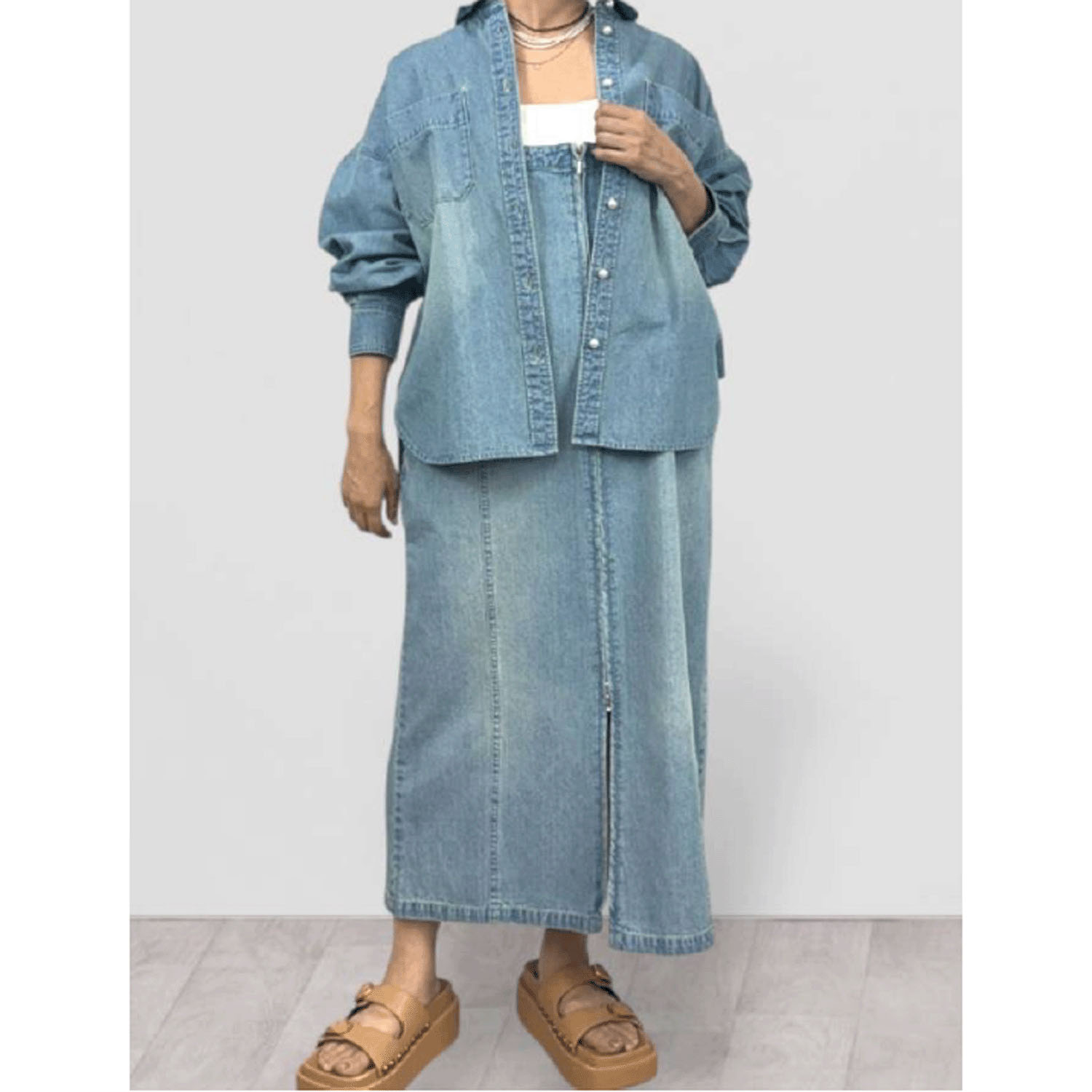 QTUME デニムパール釦シャツ - 画像4