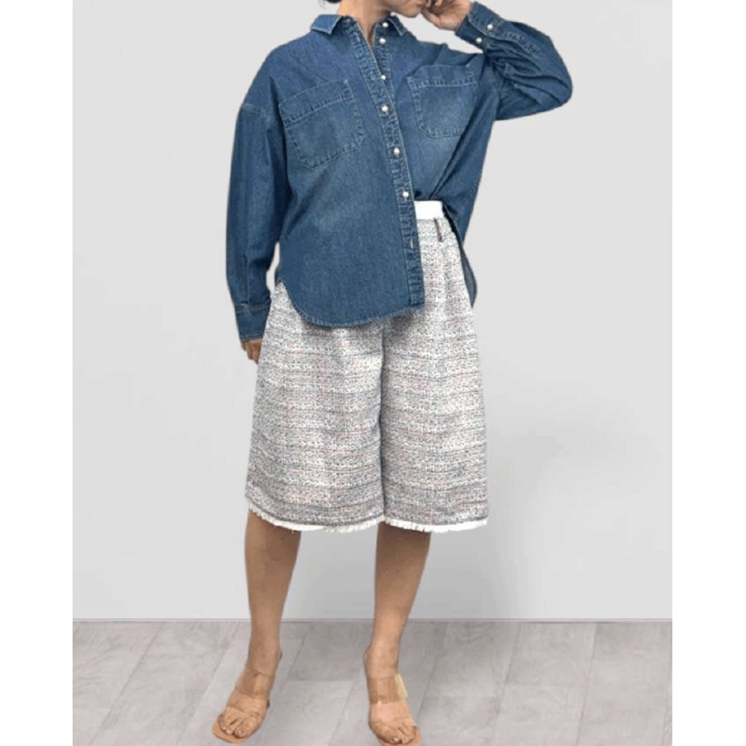 QTUME デニムパール釦シャツ - 画像9