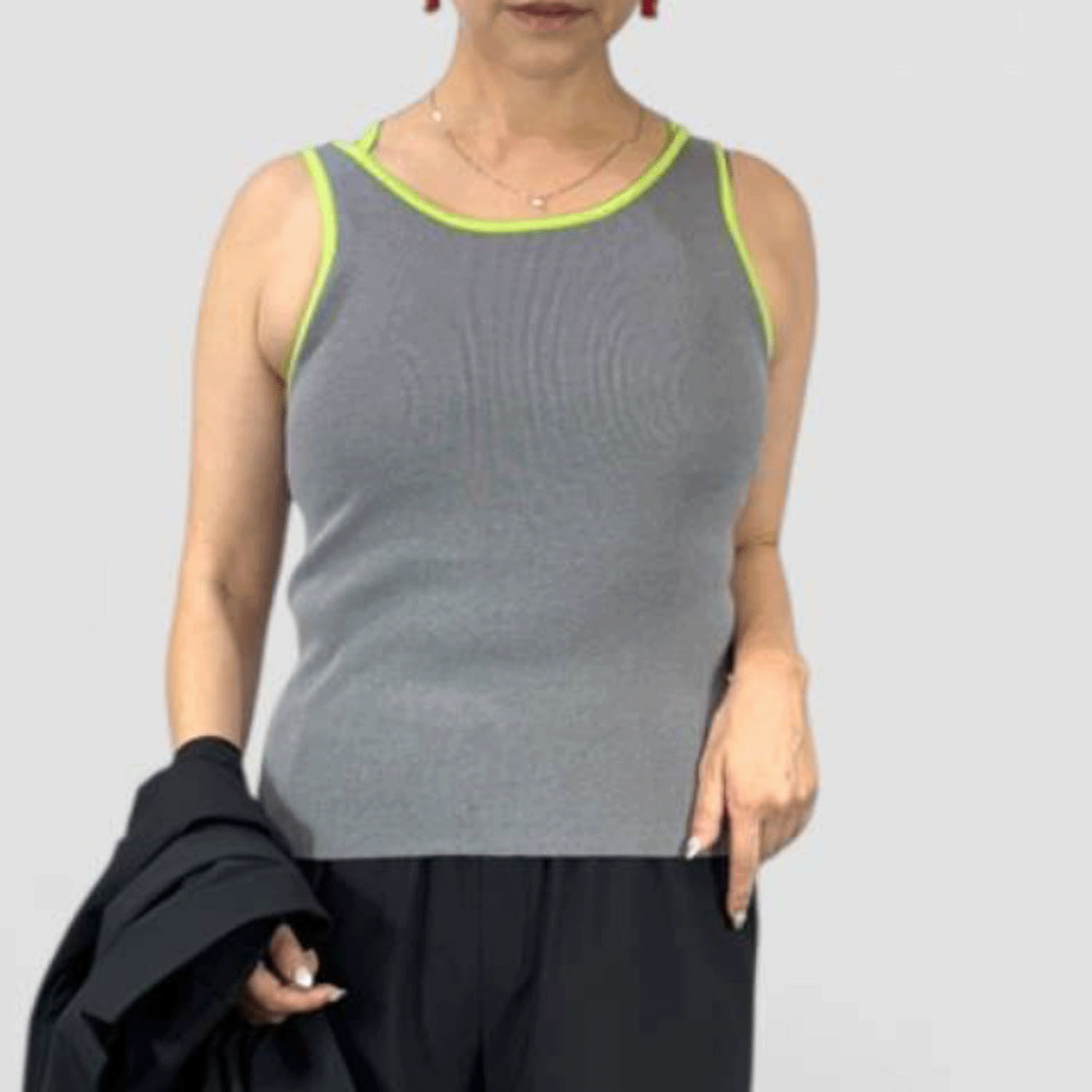 QTUME バイカラータンクニットインナートップス