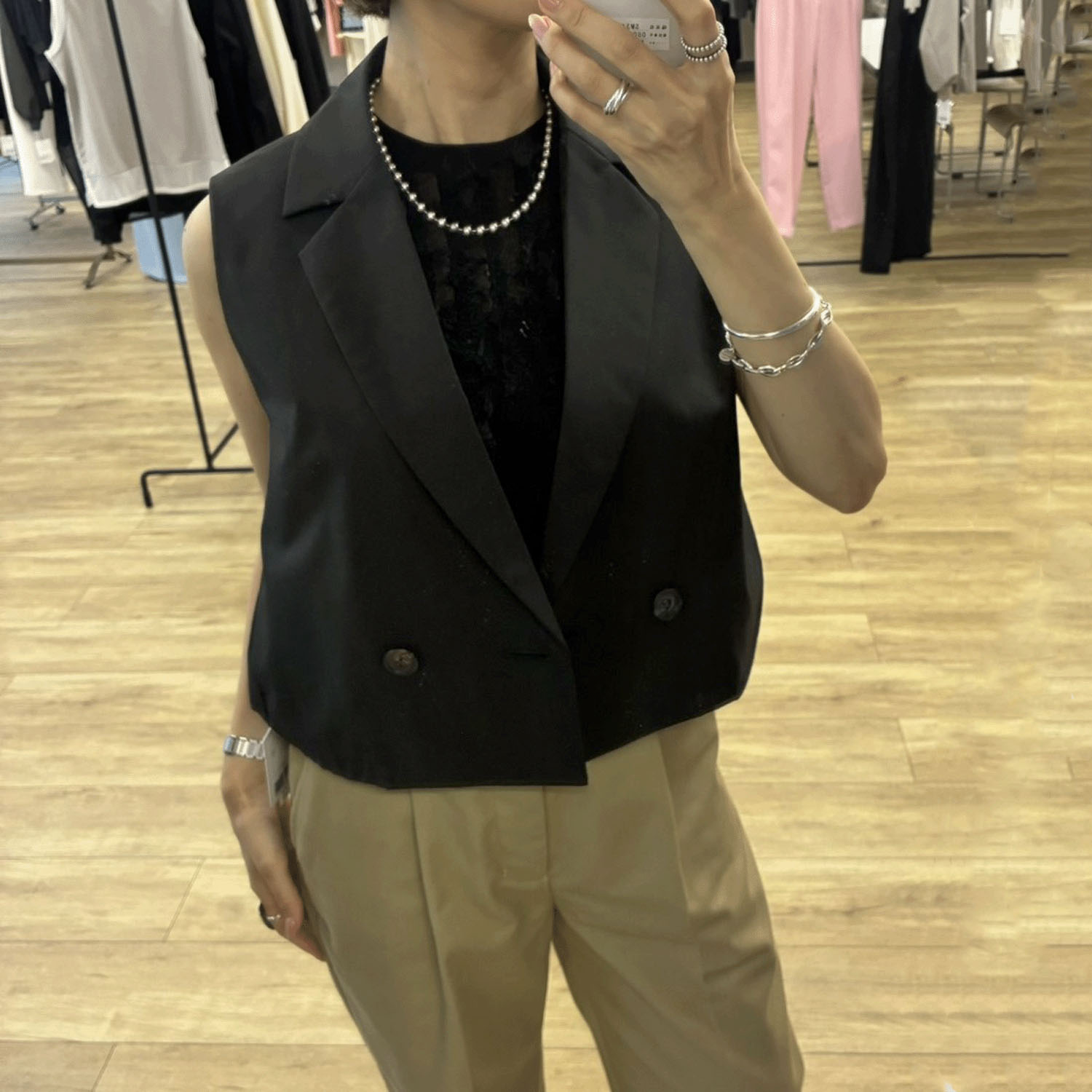 QTUME クロップドスリーブレスジャケット - 画像13