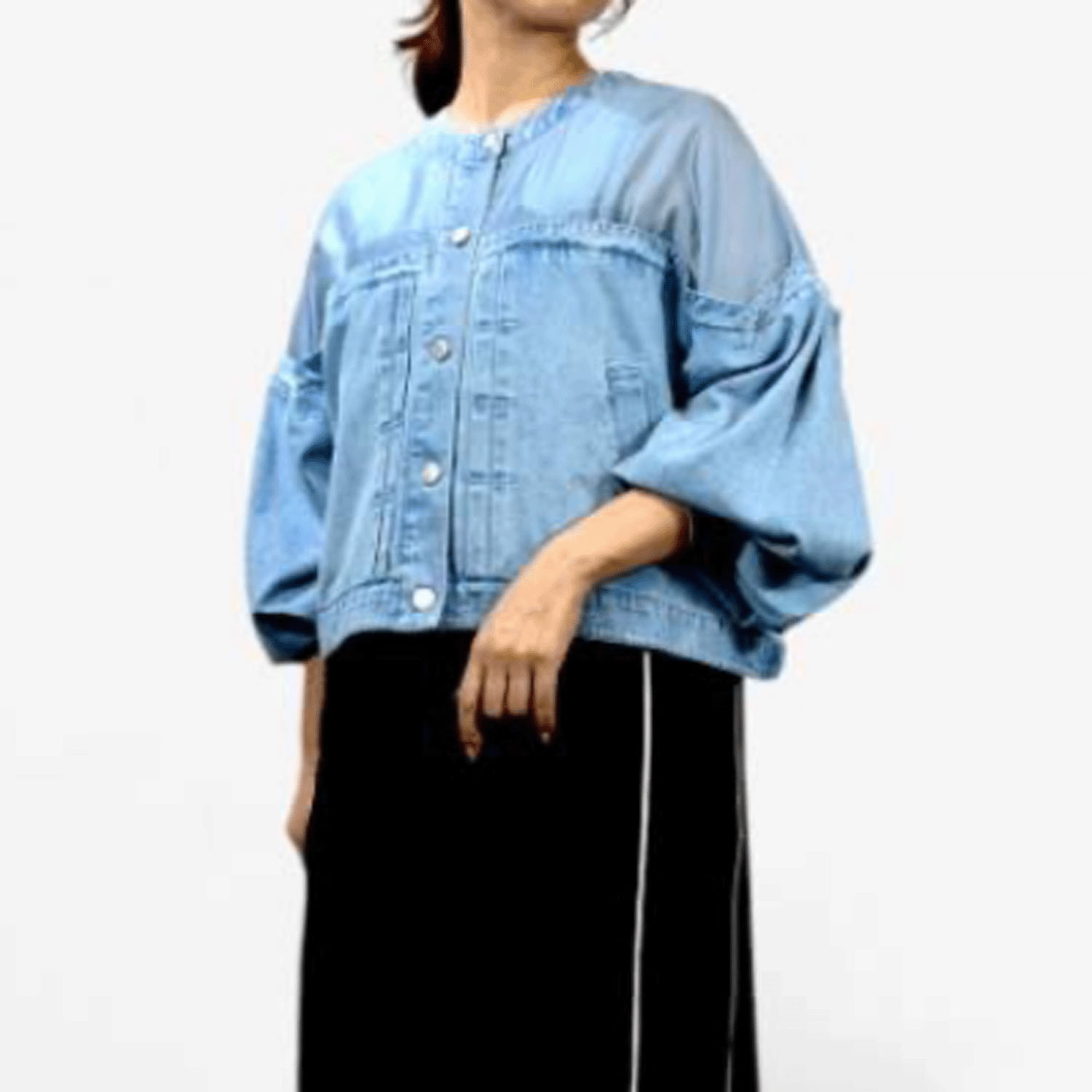 QTUME リメイク風デニムコンビジャケット - 画像12