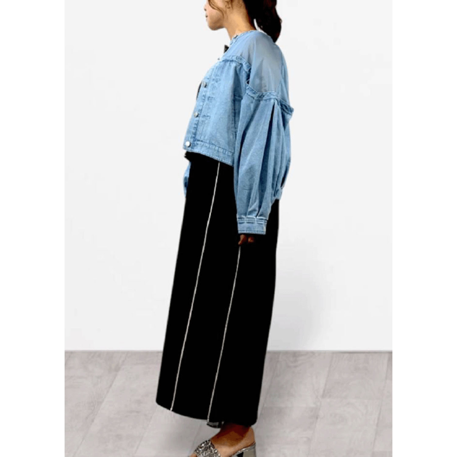 QTUME リメイク風デニムコンビジャケット - 画像15