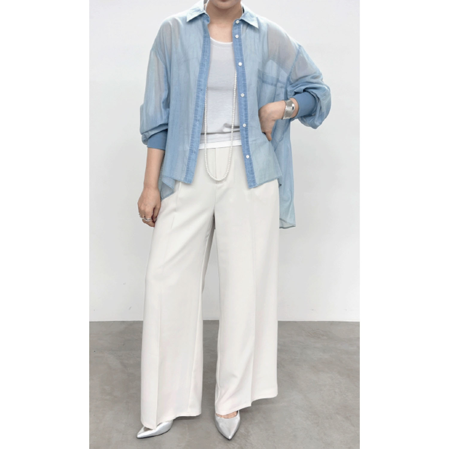 NUS シアーバックギャザーフレアシャツ - 画像11