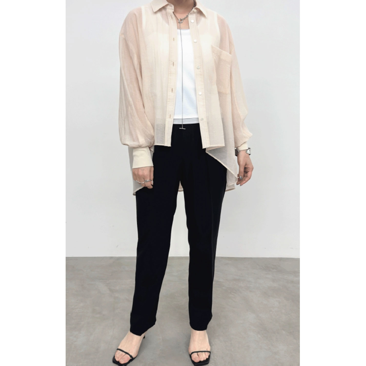 NUS シアーバックギャザーフレアシャツ - 画像3