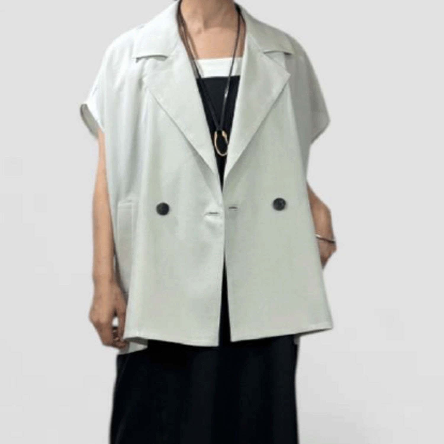 QTUME メッシュスリーブレスダブルジレ - 画像1