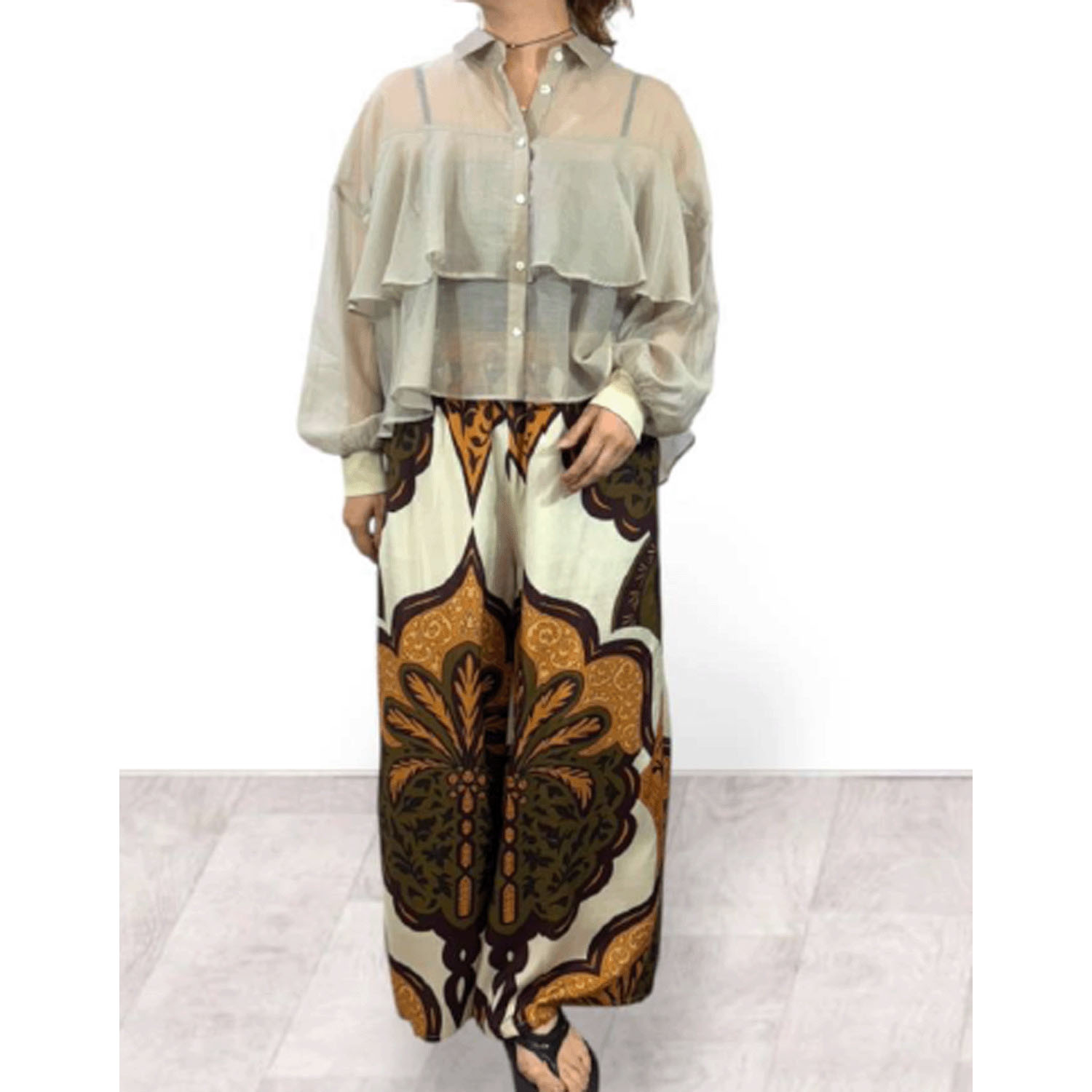 QTUME シルクリネンダマスクリラクシーワイドパンツ - 画像4