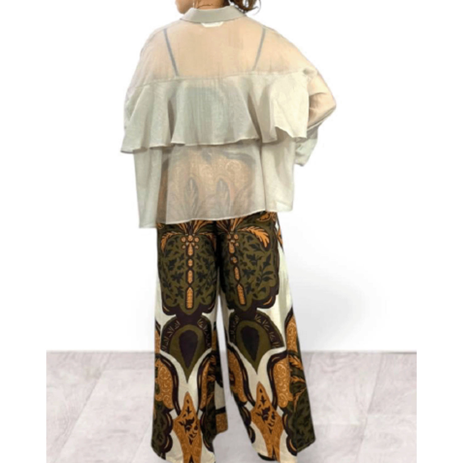 QTUME シルクリネンダマスクリラクシーワイドパンツ - 画像6