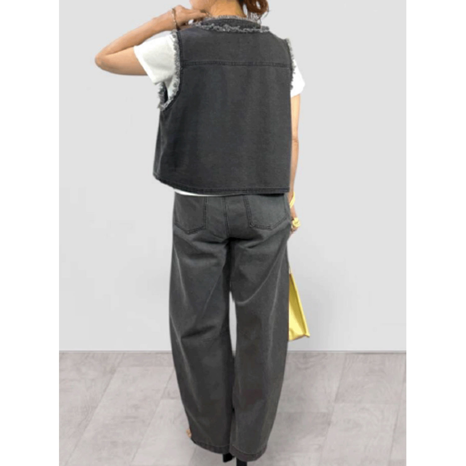 QTUME DENIMパールフリンジベスト - 画像6