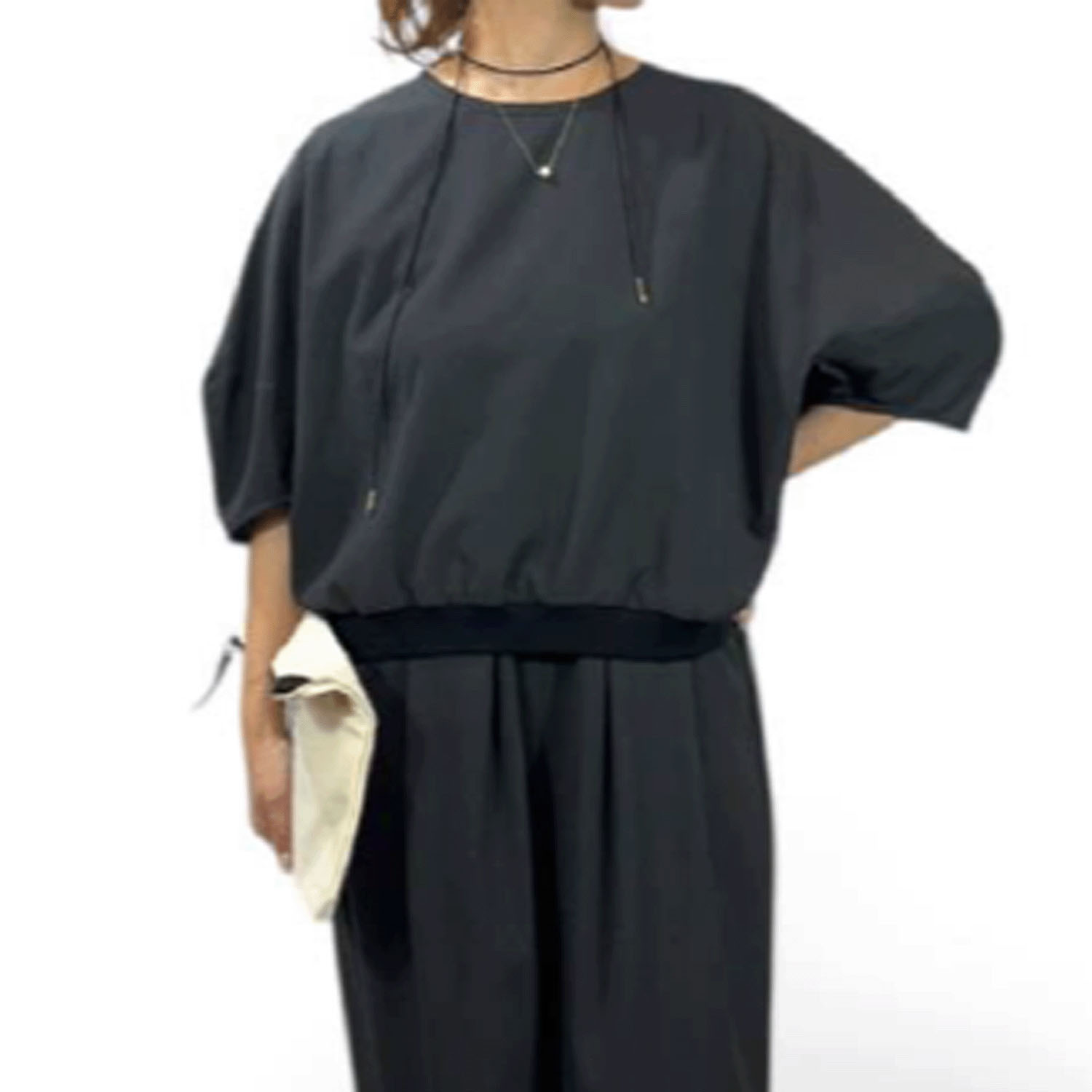 QTUME AIRUNOエアルノ dry crape フォルムTシャツ - 画像2